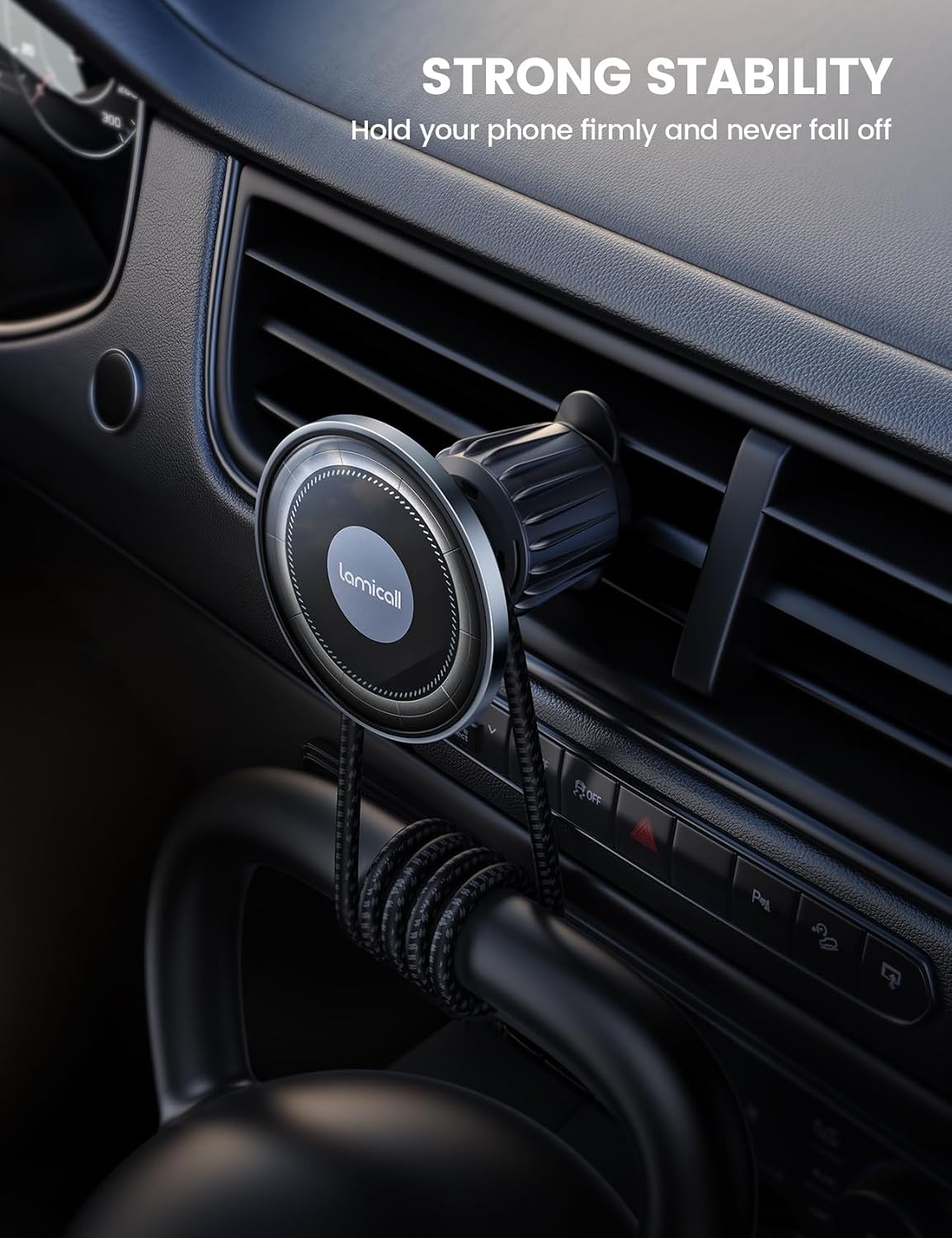 image:imageLamicall for MagSafe Car Mount Vent 20x Magnets Phone Holder for iPhone 17 Metal Hook Magnetic Phone Holders for Your Car 360 Rotation Car Phone Holder Gift Accessories for iPhone 1716 Pro Max Case