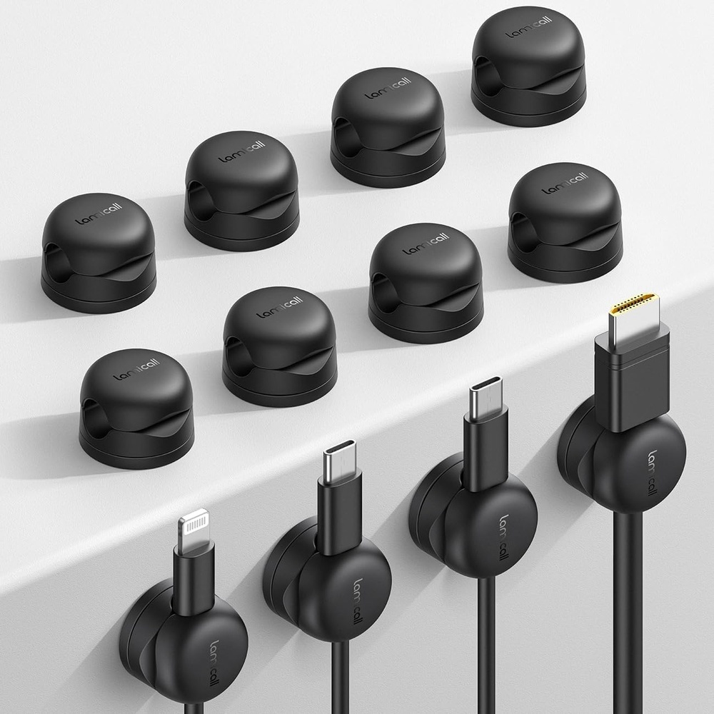 image:imageLamicall 12Pack Rotating Cord Organizer Desk Office Nightstand Accessories Spring Cable Management Clips Adhesive Phone Charger Holder Gadgets Wire Organizer Keeper for Home Dorm Room Workspace12Pack Rotatable