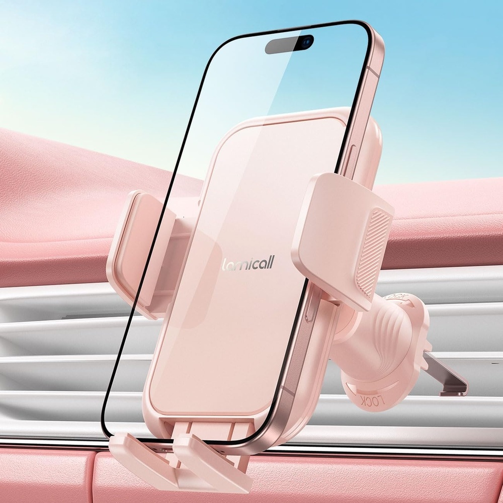 image:imageLamicall 2026 Wider Clamp amp Metal Hook Car Phone Holder Vent Accessories Thick Cases Friendly Phone Holders for Your Car Mount Hands Free for Women Men Gift for iPhone 17 16 15 14 13 Pro Max BlackNEW Upgraded Pink