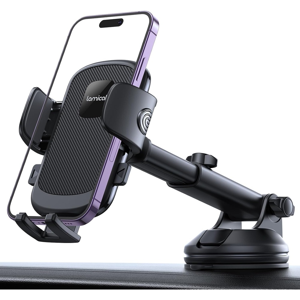 image:imageLamicall Car Phone Holder MilitaryGrade Suction Cup Dashboard Windshield  360 Rotation Phone Holders for Your Car Quick Release Adjustable Phone Mount for Car Truck for iPhone 17 16 15 14 Pro MaxNEW Upgraded  Dark Grey