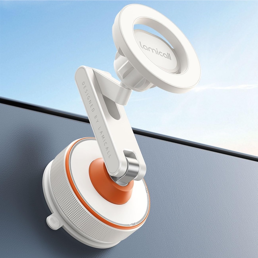 image:imageLamicall Car Phone Holder Mount Ultra Nano Gel amp 70LBS Vacuum Suction Cup  20X Strong Magnets 360 Phone Holders for Your Car Dashboard Windshield Car Mount for iPhone 17 16 15 Pro Max S26 S25 BlackNEW Upgraded  White