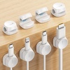 10Pack Cable Spring Holder Clips, Cord Organizer for Desk – Lamicall Adjustable Cord Clip, Wire Holder Organizer, Phone USB Charger Cable Holder, White | Wire Holder Organizer, Phone USB Charger Cable Holder, Cable Management for Nightstand Wall, Adhesive White(8Pack – 1Slot)