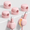 Lamicall 6 Pack Pink Rotatable Spring Cord Organizer Cable Clips | Women Girls Gift Gadget, Adhesive Cable Management for Desk Nightstand Wall, Office Home Dorm Decor, Charger Cord Holder(Sakura Pink)