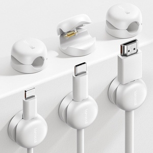 Lamicall 6 Pack Cable Clips, Compact Spring Cord Organizer Holder for Desk | Smaller, Space Saving Cable Management Clips, Nightstand Phone Charger Holder, Adhesive Wire Keeper, Desk Office Accessories(White)