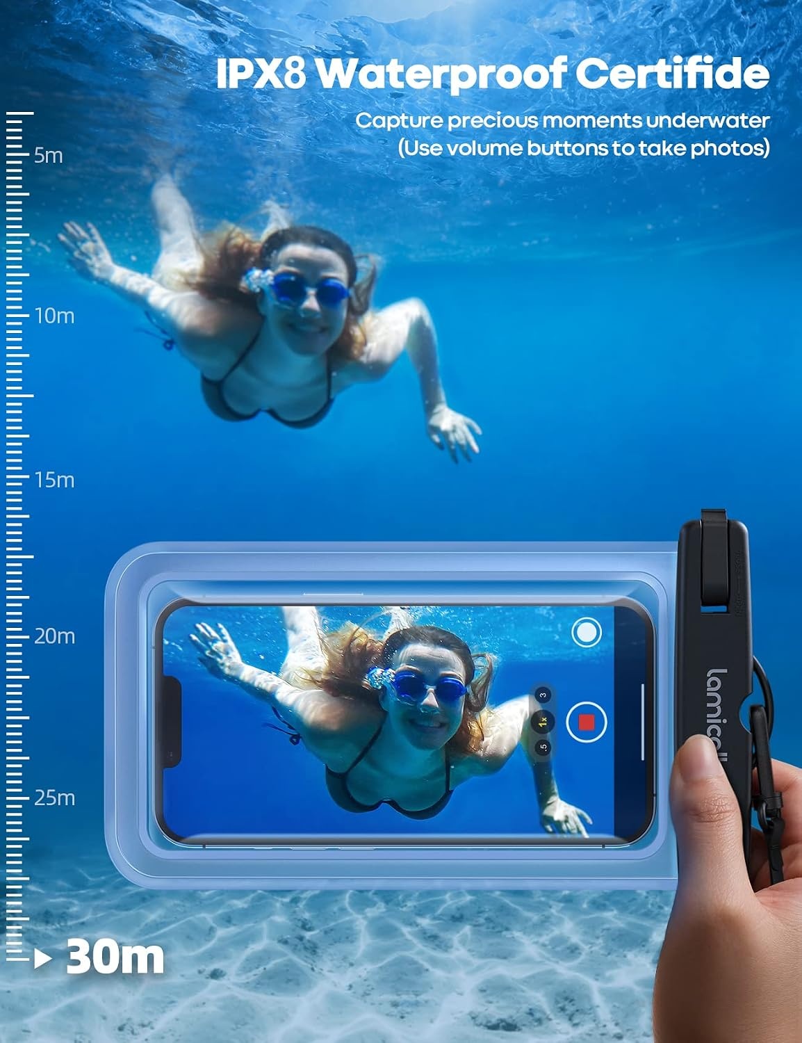 image:imageLamicall 15W Qi2 Charging Station for Apple amp Waterproof Phone Pouch