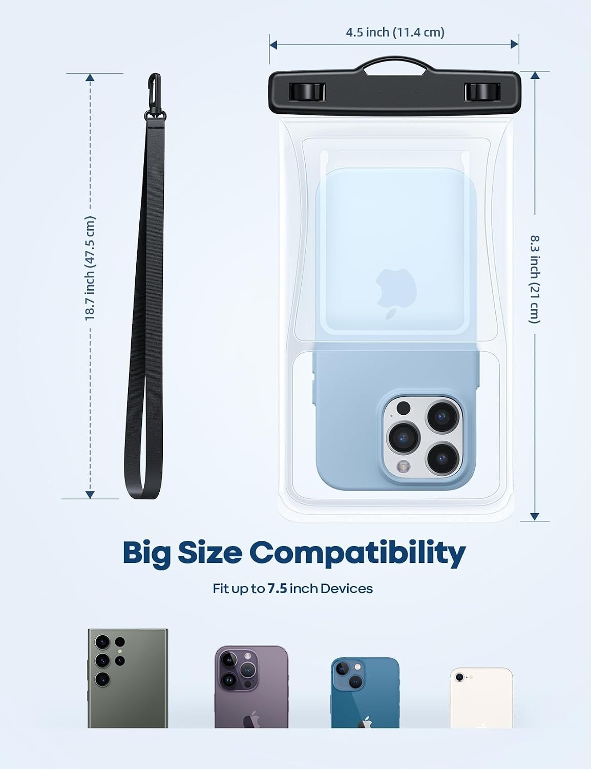 image:imageLamicall 2PCS Waterproof Phone Pouch Floating 88 Soft 3D Seamless Design IPX8 Water Proof Cell Phone for Beach Dry Bag Beach Essentials for Cruise Travel Protector for 47 inches Phone