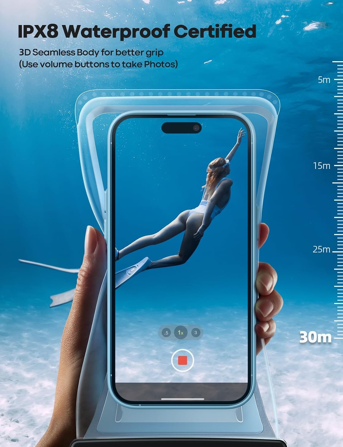 image:imageLamicall 2PCS Waterproof Phone Pouch Floating 88 Soft 3D Seamless Design IPX8 Water Proof Cell Phone for Beach Dry Bag Beach Essentials for Cruise Travel Protector for 47 inches Phone