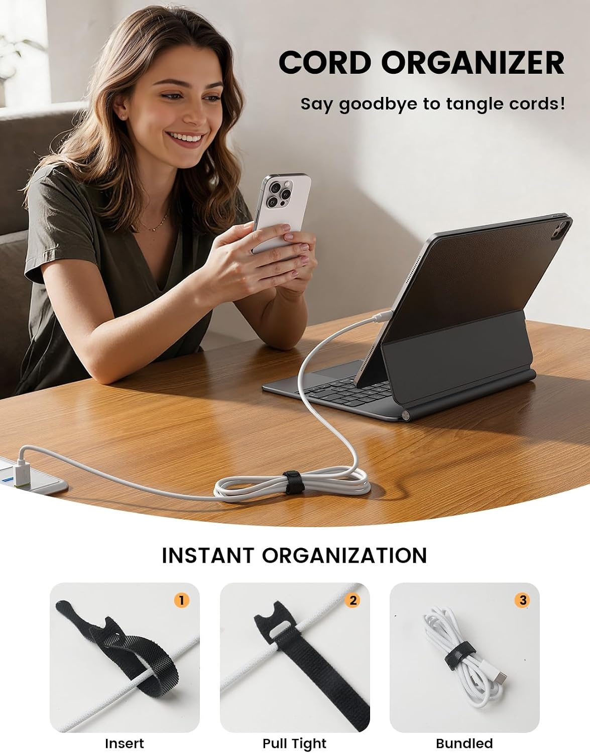 image:imageLamicall 60Pack Reusable Cable Ties amp Phone Pouch