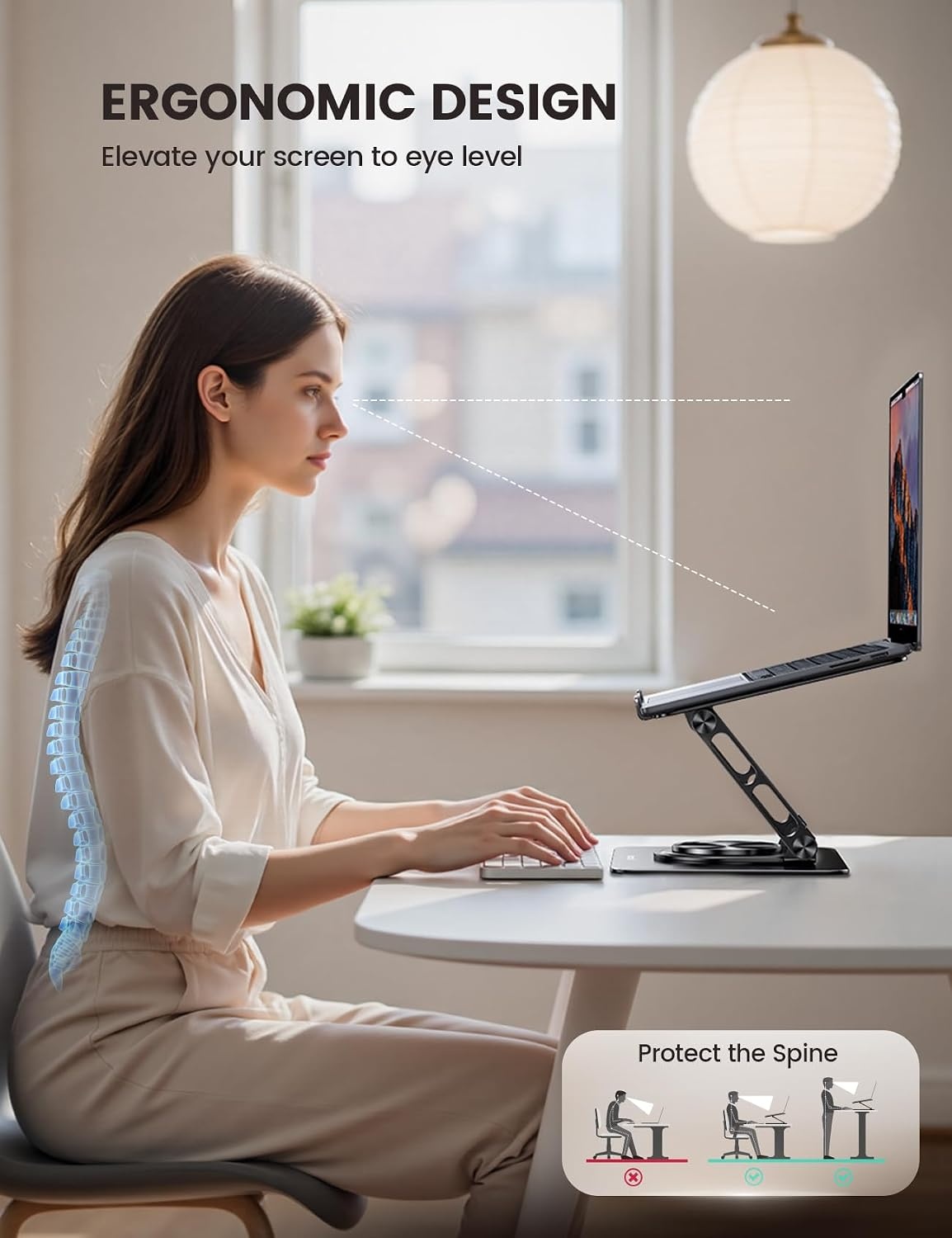 image:imageLamicall Adjustable Laptop Stand for Desk 360 Rotating Base for 10173 Aluminum Laptop Riser Ergonomic Computer Stand Foldable Protable fits MacBook Neo Air Pro Dell HP Lenovo Office Home BlackBlack