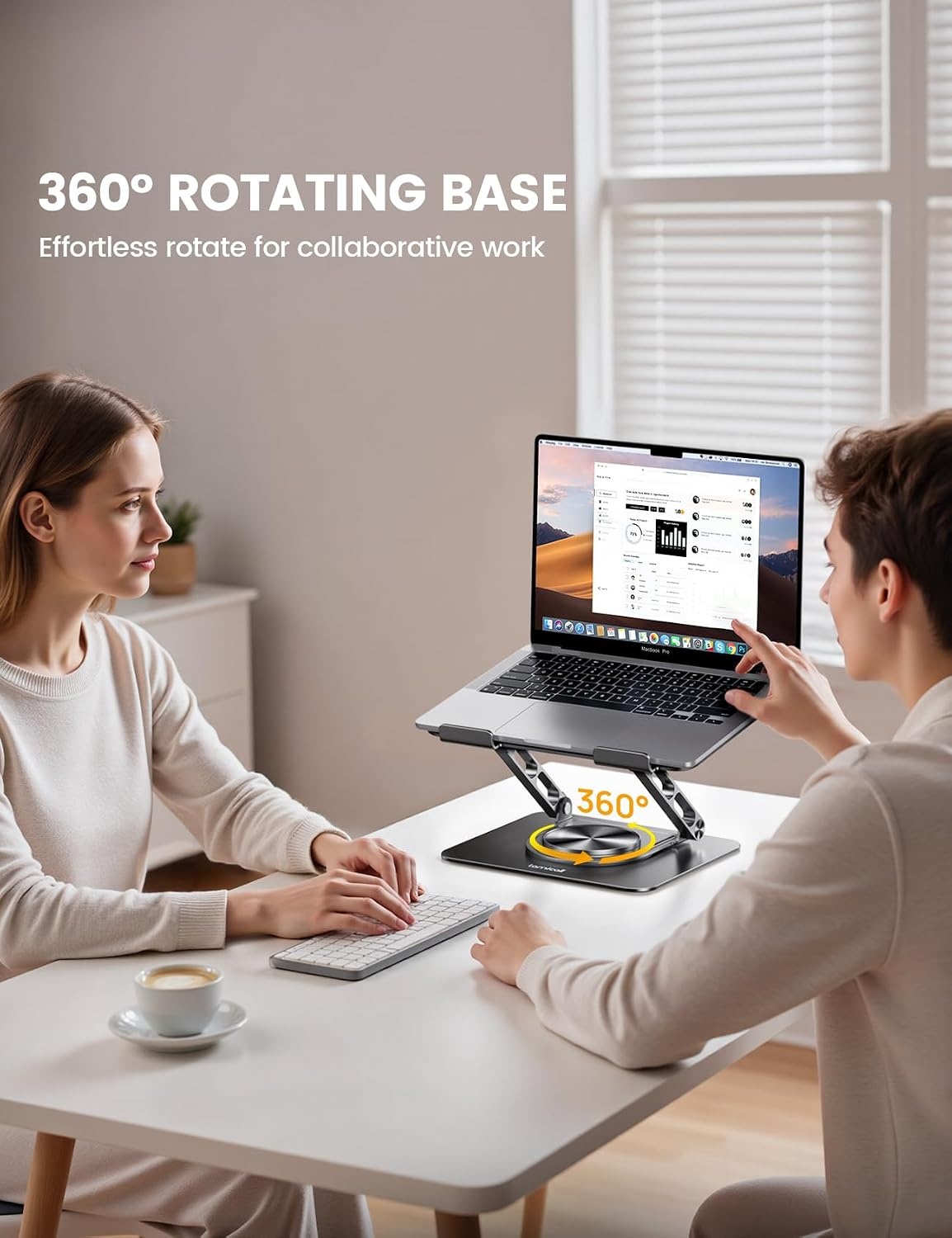 image:imageLamicall Adjustable Laptop Stand for Desk 360 Rotating Base for 10173 Aluminum Laptop Riser Ergonomic Computer Stand Foldable Protable fits MacBook Neo Air Pro Dell HP Lenovo Office Home BlackBlack