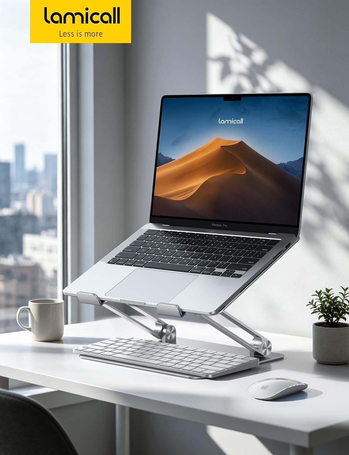 image:imageLamicall Adjustable Laptop Stand for Desk for MacBook Air Pro HP 10173 Aluminum Computer Notebook Holder Portable Laptop Riser Foldable Ergonomic Office Desk Accessories for Dell XPS Silver1Silver