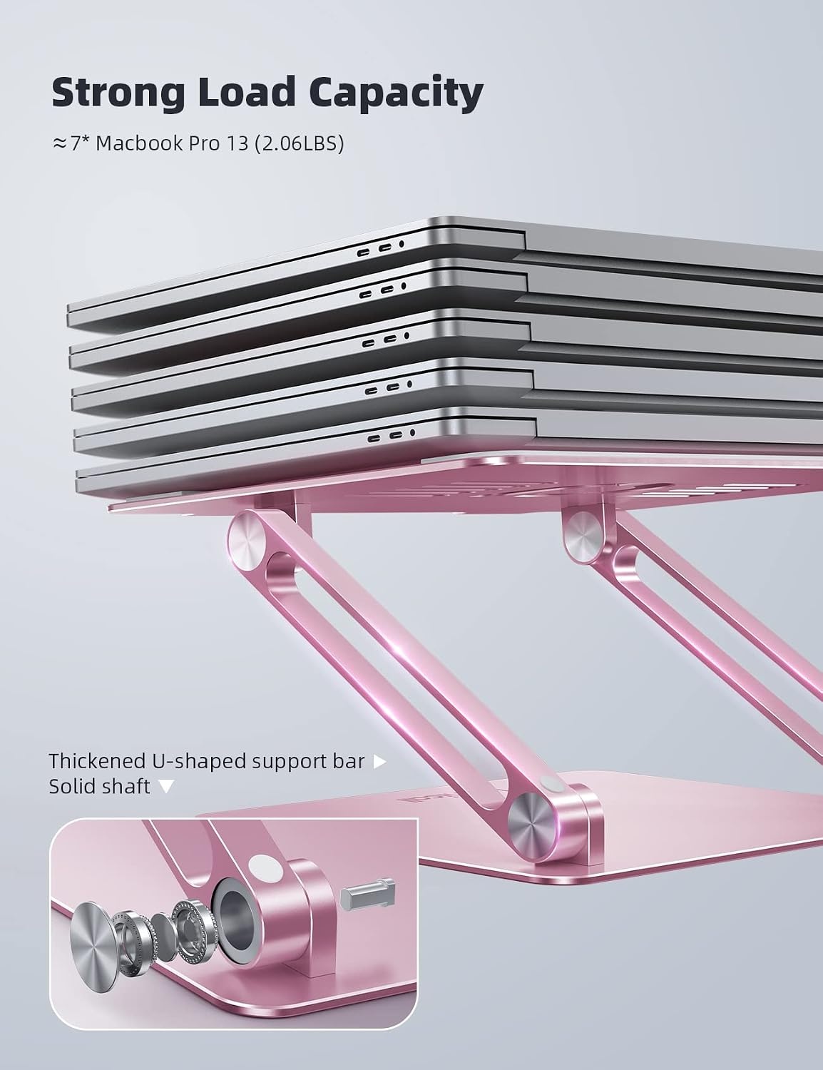 image:imageLamicall Adjustable Laptop Stand for Desk for MacBook Air Pro HP 10173 Aluminum Computer Notebook Holder Portable Laptop Riser Foldable Ergonomic Office Desk Accessories for Dell XPS Silver4Pink
