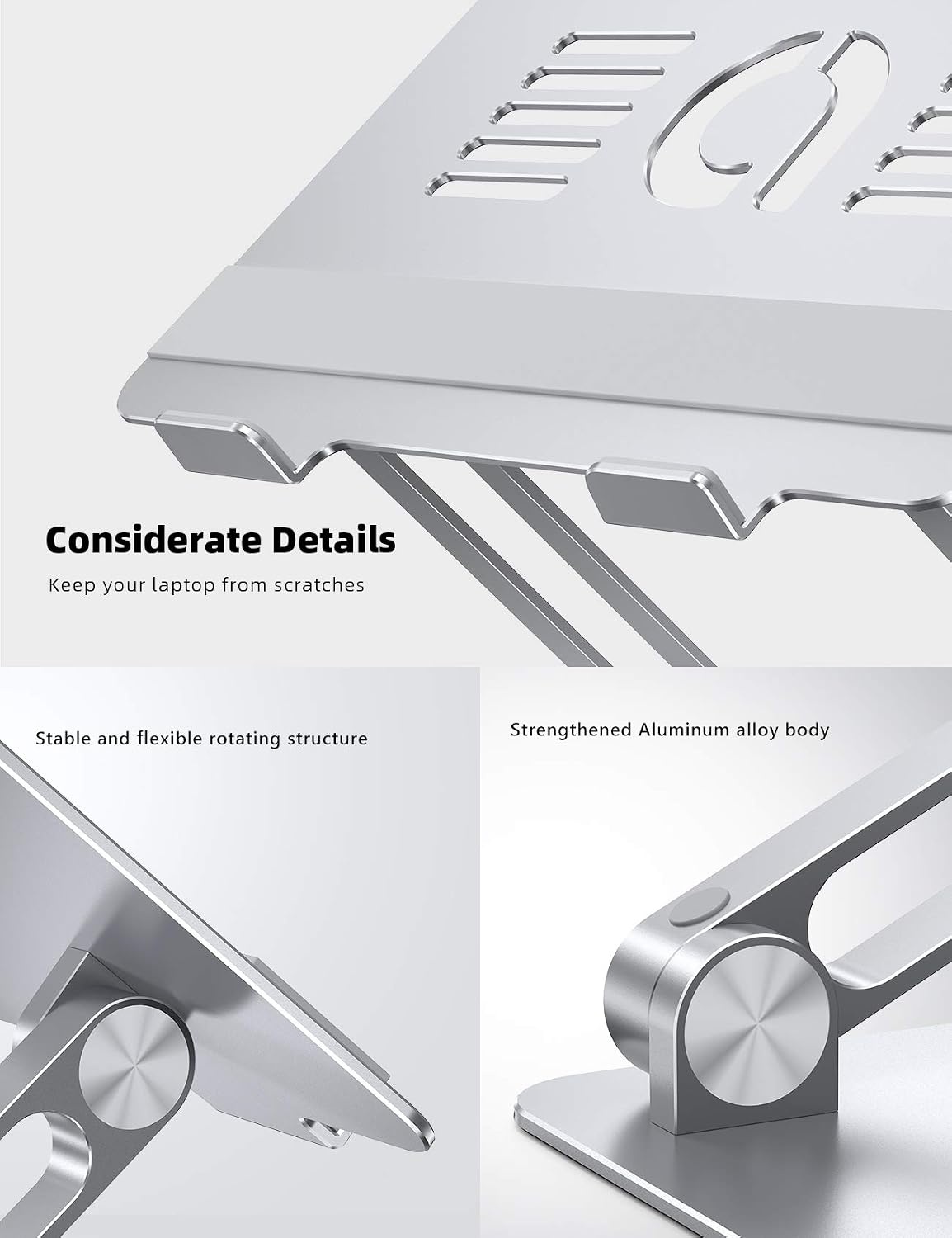 image:imageLamicall Adjustable Laptop Stand for Desk for MacBook Air Pro HP 10173 Aluminum Computer Notebook Holder Portable Laptop Riser Foldable Ergonomic Office Desk Accessories for Dell XPS Silver1Silver