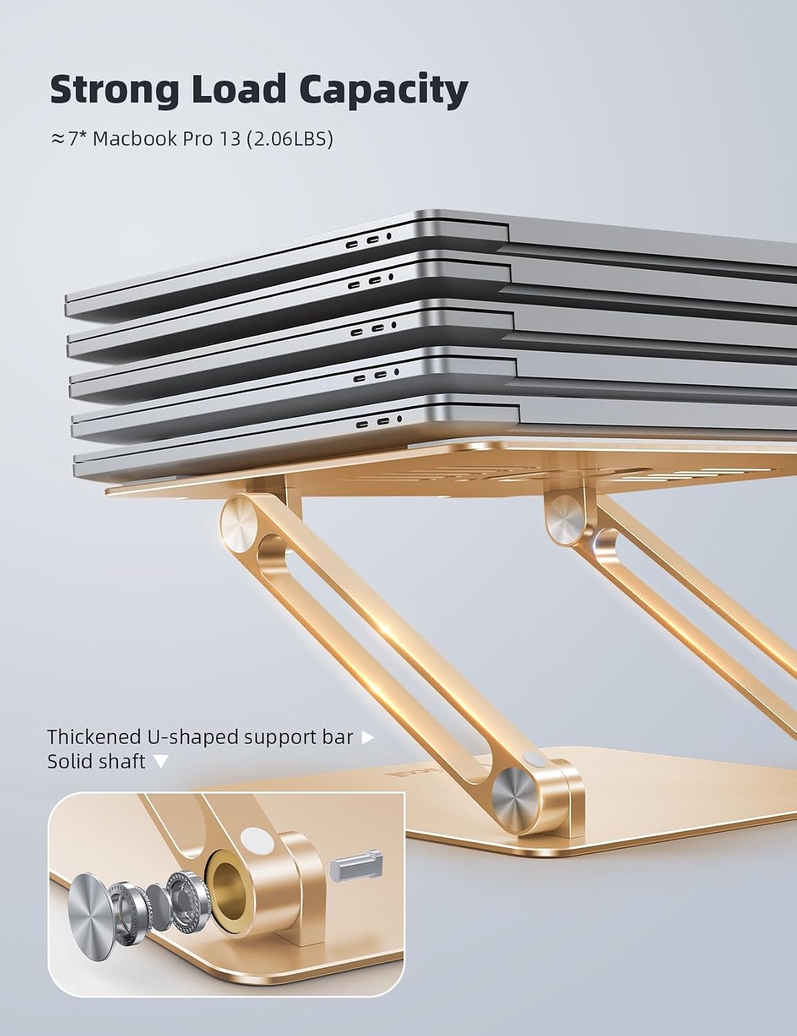 image:imageLamicall Adjustable Laptop Stand for Desk for MacBook Air Pro HP 10173 Aluminum Computer Notebook Holder Portable Laptop Riser Foldable Ergonomic Office Desk Accessories for Dell XPS Silver5Gold