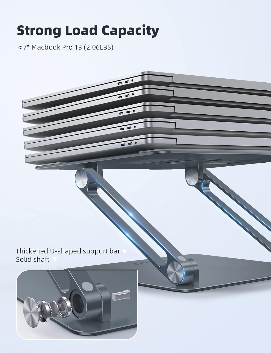 image:imageLamicall Adjustable Laptop Stand for Desk for MacBook Air Pro HP 10173 Aluminum Computer Notebook Holder Portable Laptop Riser Foldable Ergonomic Office Desk Accessories for Dell XPS Silver3Gray