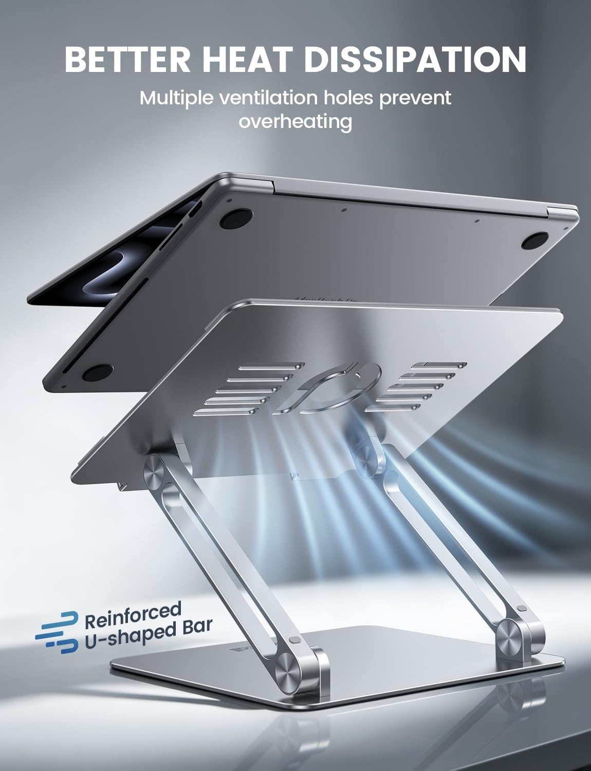 image:imageLamicall Adjustable Laptop Stand for Desk for MacBook Air Pro HP 10173 Aluminum Computer Notebook Holder Portable Laptop Riser Foldable Ergonomic Office Desk Accessories for Dell XPS Silver1Silver