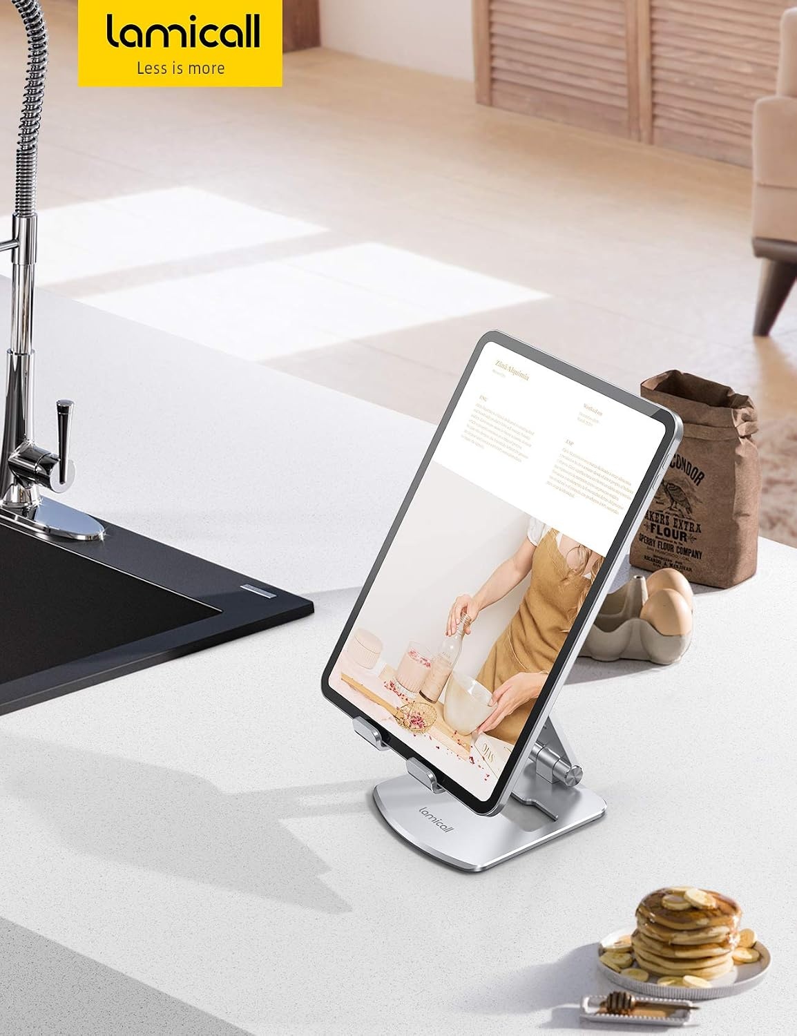 image:imageLamicall Adjustable Tablet Stand Holder Foldable Phone Dock 360Rotating Desktop Tablet Mount Gifts for 4713 Tablets iPad Pro 11 129 Air Mini Tabs Kindle iPhone Air 17 Pro Max SilverSilver