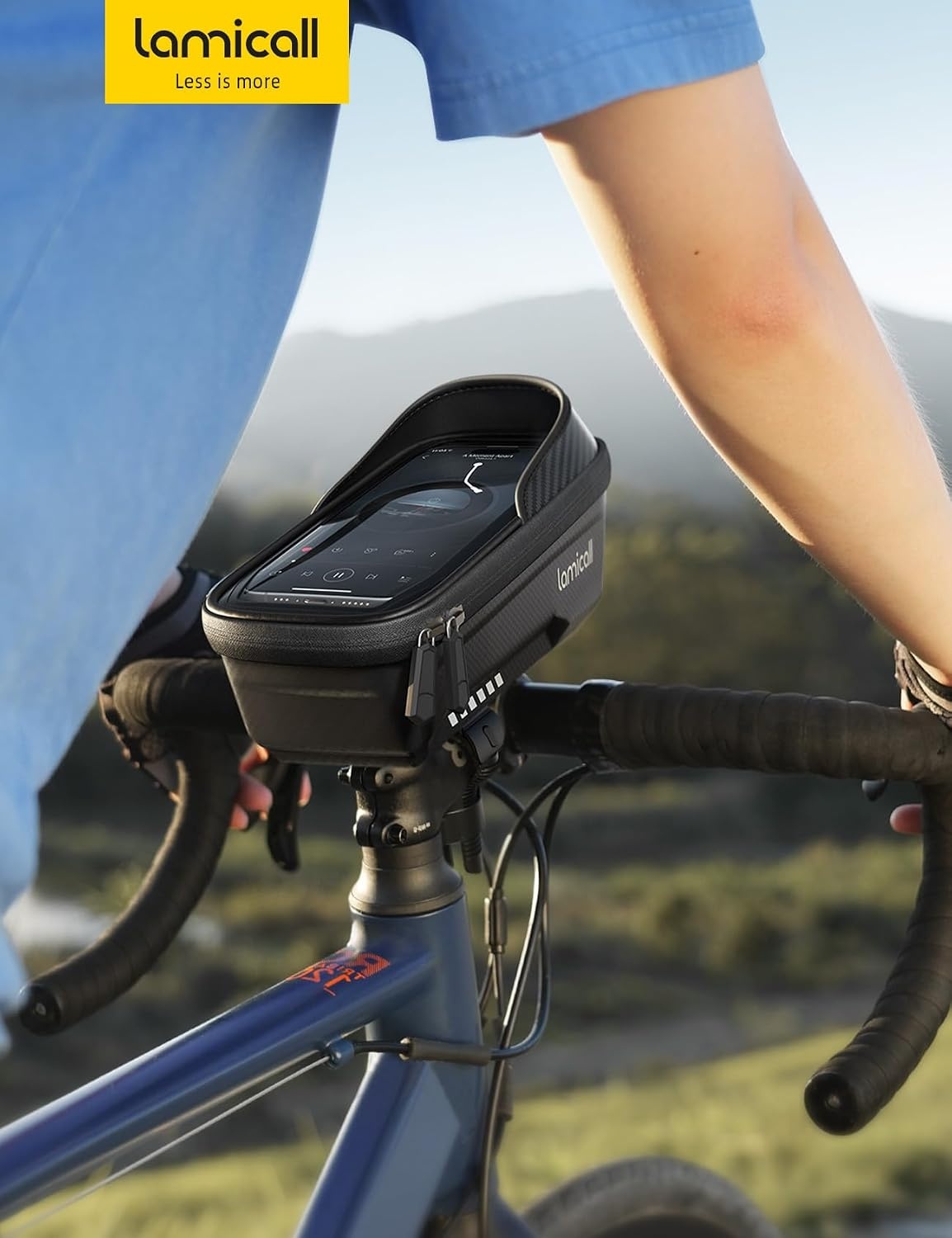 image:imageLamicall Bike Frame Bag Waterproof 1s Release Bike Phone Mount Holder 2 in1 Bicycle Top Tube Bag Cycling Pouch with Rain Cover Bikes Accessories Gifts for Phones Under 7Medium