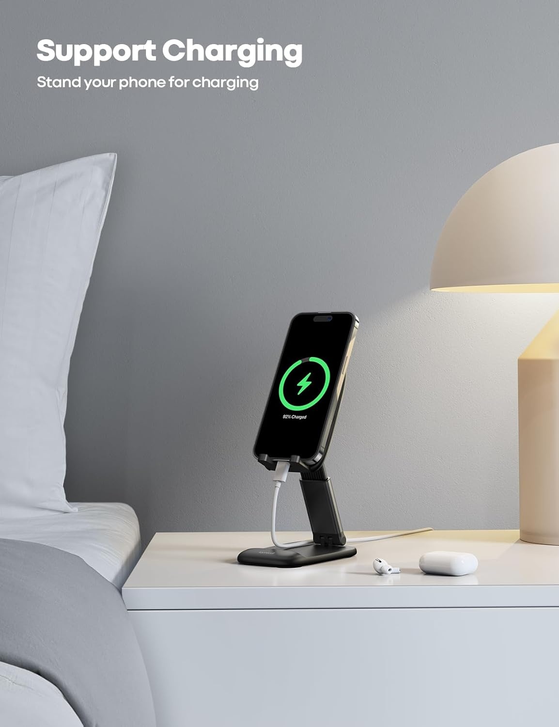 image:imageLamicall Cell Phone Stand for Desk Height Angle Adjustable Phone Holder Foldable Portable for iPhone 17 16 15 14 13 12 11 Pro Max Plus Air Galaxy S25 Office Gift Telephone Accessories Black1Black