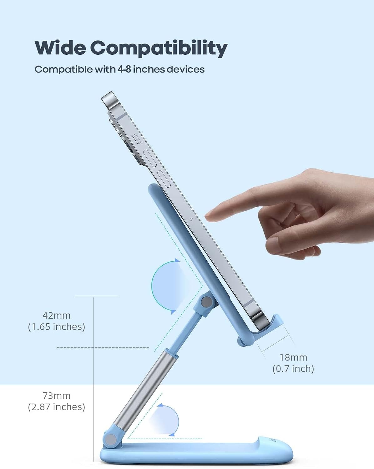 image:imageLamicall Cell Phone Stand for Desk Height Angle Adjustable Phone Holder Foldable Portable for iPhone 17 16 15 14 13 12 11 Pro Max Plus Air Galaxy S25 Office Gift Telephone Accessories BlackBlue