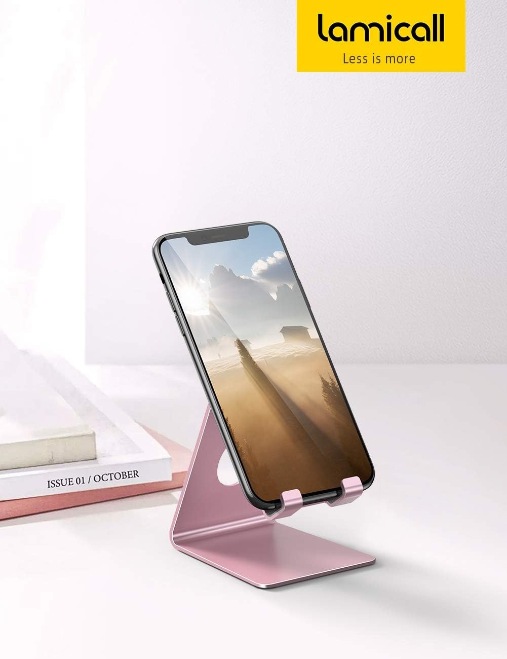 image:imageLamicall Clear Acrylic Cell Phone Stand Office Desk Decor Accessories Office Cubicle Decor Accessories amp Workspace Organizers for Women Teacher Desk Essentials Cute Work From Home Suppliesgrose gold