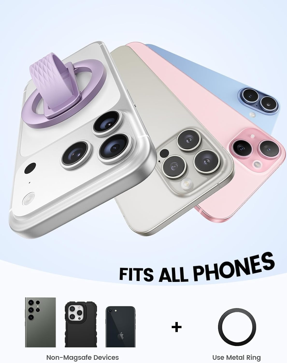 image:imageLamicall Cosmic Orange Silicone Finger Loop Magnetic Phone Grip for MagSafe Durable Zinc Alloy Stand Kickstand Magnet Cell Phone Ring Holder for iPhone 17 Pro Max All Phones Mag Safe AccessoriesLavender Zinc Alloy Silicone Grip