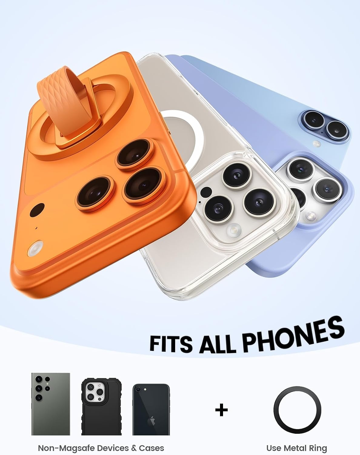 image:imageLamicall Cosmic Orange Silicone Finger Loop Magnetic Phone Grip for MagSafe Durable Zinc Alloy Stand Kickstand Magnet Cell Phone Ring Holder for iPhone 17 Pro Max All Phones Mag Safe AccessoriesCosmic Orange Zinc Alloy Silicone Grip