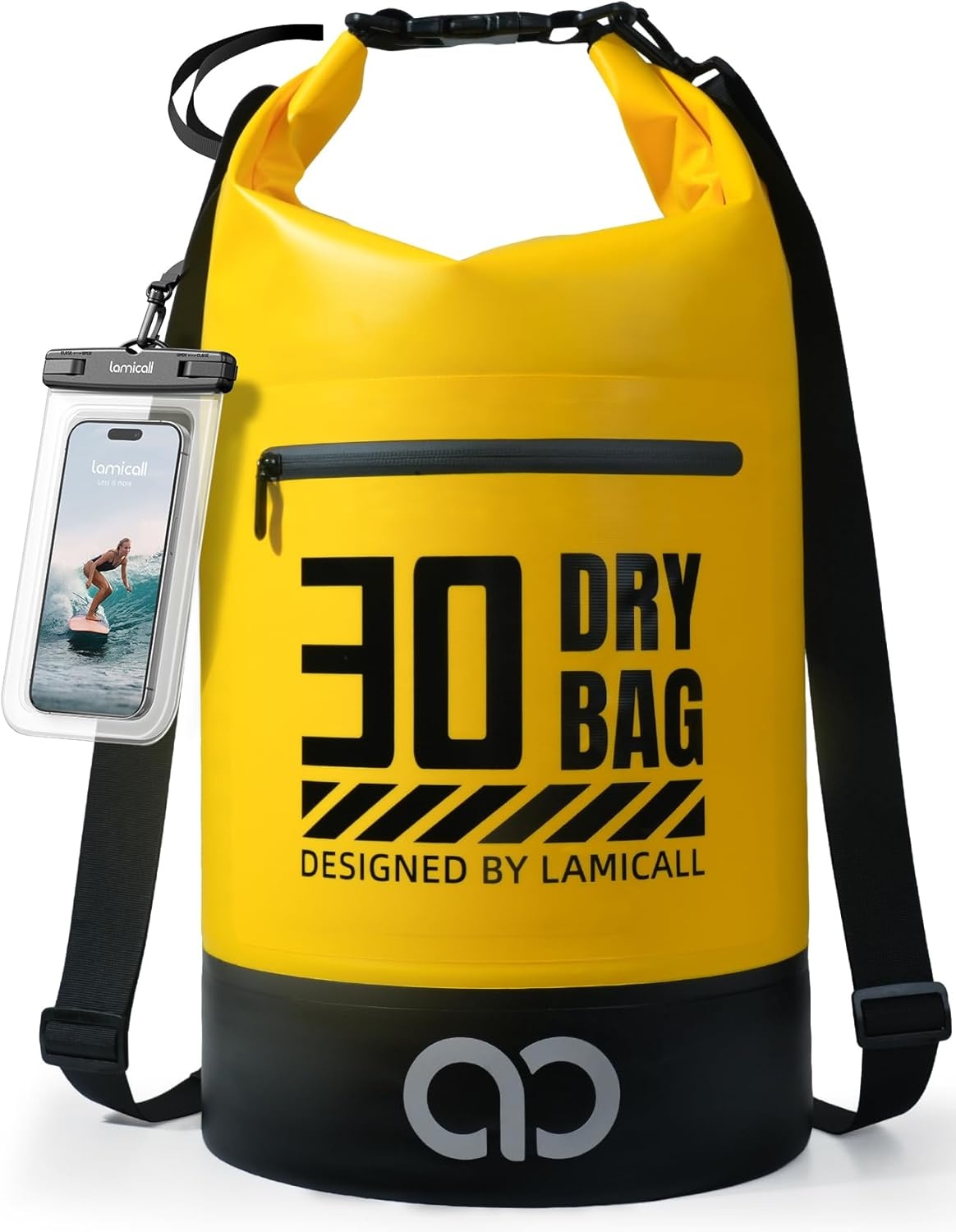 image:imageLamicall Dry Bag Waterproof Backpack with Phone Pouch 5L10L20L30L40L Durable ScratchResistant Roll Top Storage Drybag for Women Men Boating Kayaking Camping Beach PaddleBoard Bag AccessoriesLemon Yellow