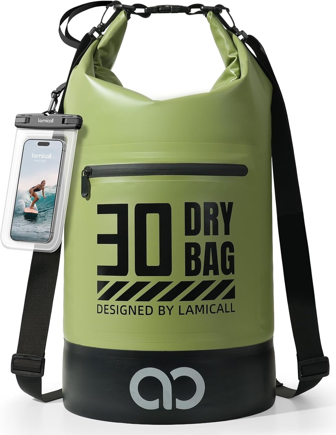 image:imageLamicall Dry Bag Waterproof Backpack with Phone Pouch 5L10L20L30L40L Durable ScratchResistant Roll Top Storage Drybag for Women Men Boating Kayaking Camping Beach PaddleBoard Bag AccessoriesOlive Green