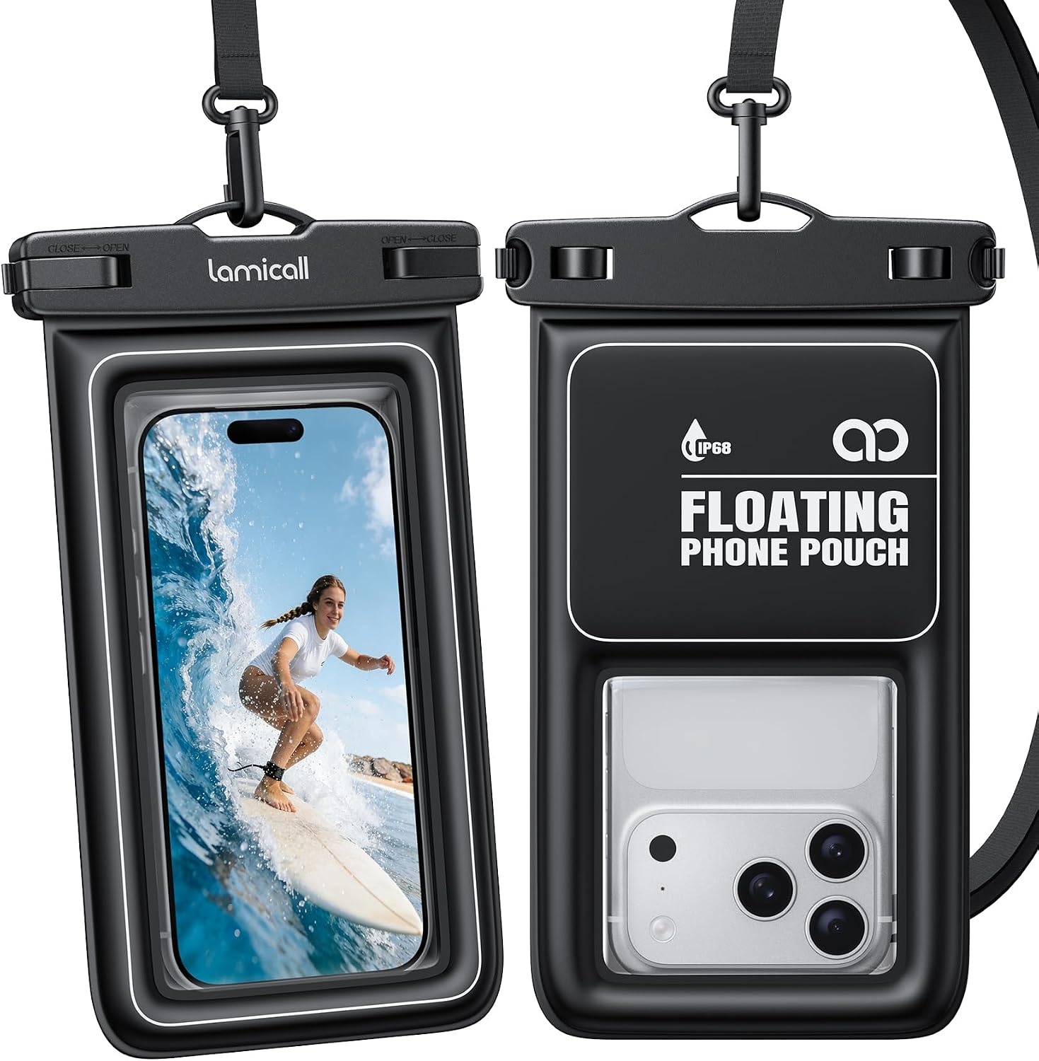 image:imageLamicall IP68 Floating Waterproof Phone Pouch amp 2 Pack Waterproof Phone Pouch Case