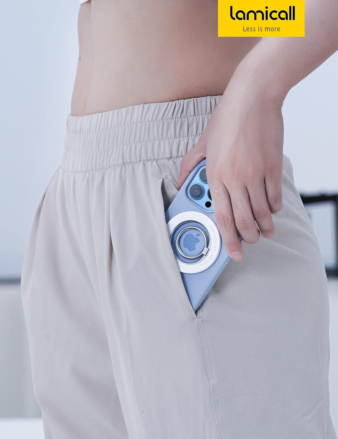 image:imageLamicall Magnetic Phone Grip for MagSafe Accessories Strong Magnet Ring 360 Rotation 1s Snap Finger Hand Holder Stand Kickstand for iPhone 17 16 15 14 13 12 Pro Max Air White Mag Safe DecorPure White