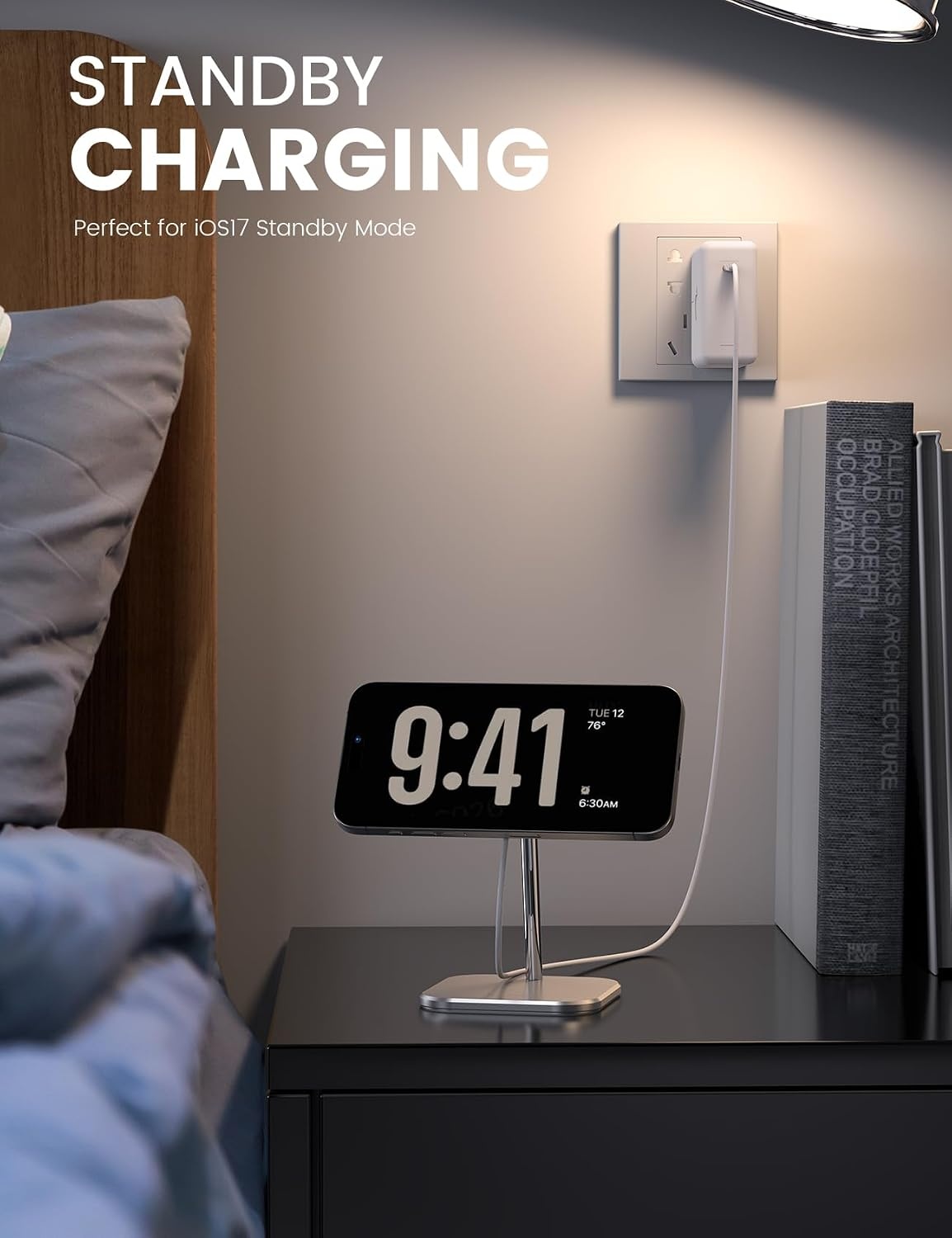 image:imageLamicall Phone Stand for Apple 15W MagSafe Charger Charger Not Included 360 Rotation Adjustable Aluminum Charging Holder Dock for Desk Compatible with iPhone 17 16 15 14 Air Pro Pro Max Plusfor 15W Charger