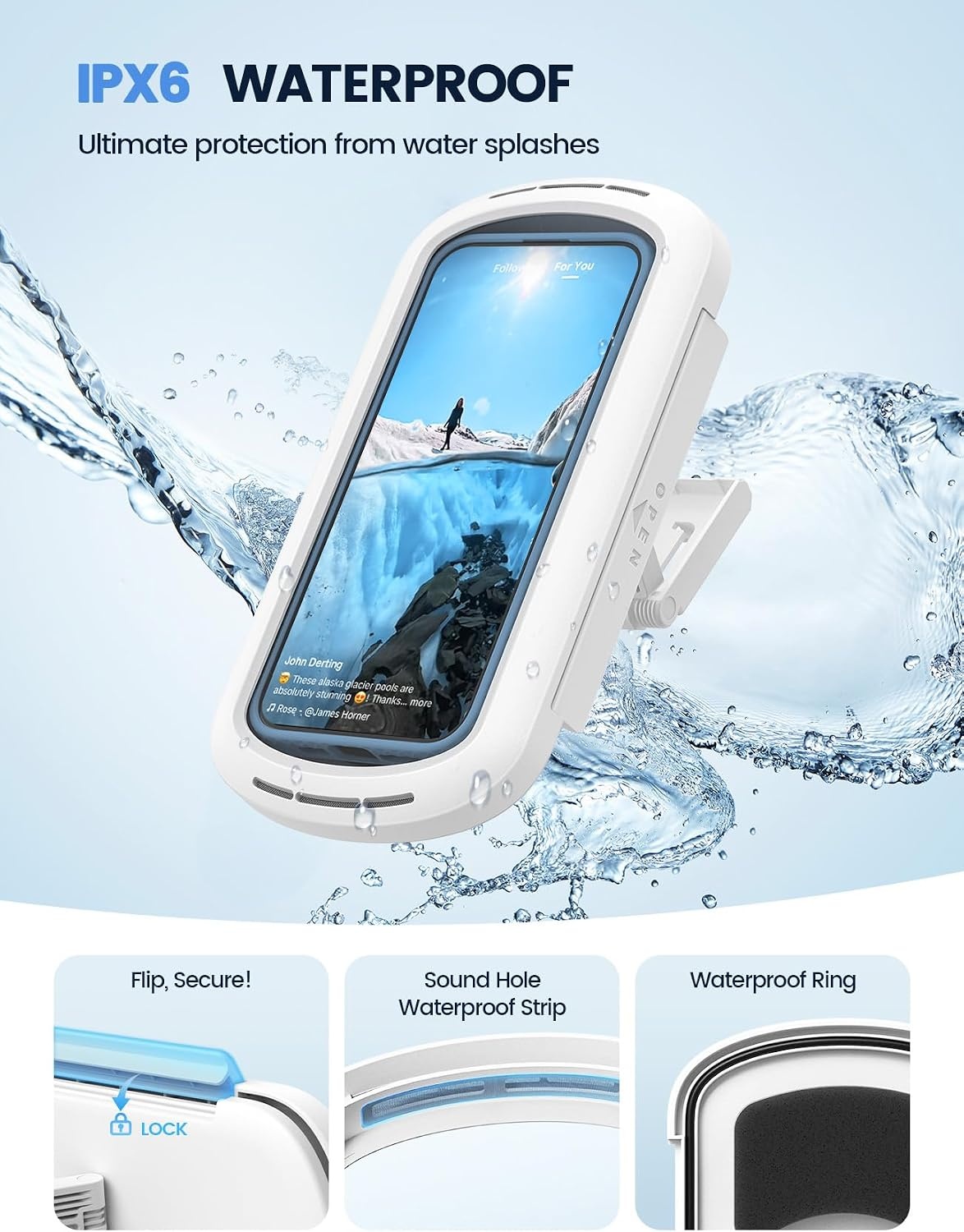 image:imageLamicall Shower Phone Holder Waterproof Phone Pouch