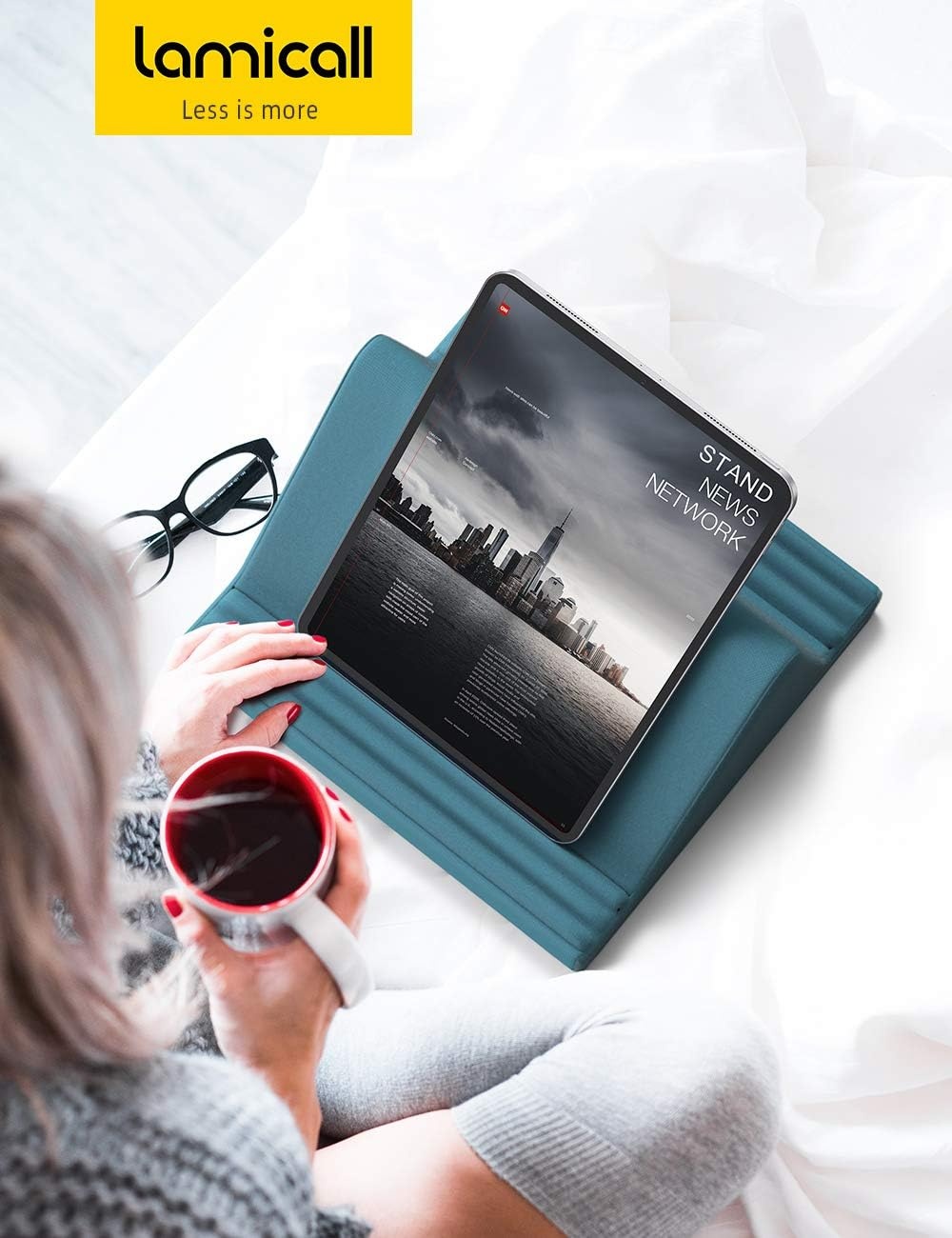 image:imageLamicall Tablet Pillow Stand iPad Bed Soft Holder for Lap 6 Viewing Angles Soft Relieve Neck Fatigue 6 Viewing Angles Sofa Tablet Dock for 413 iPad Pro Air Mini Kindle Galaxy Tab EReader GiftsBlackish Green