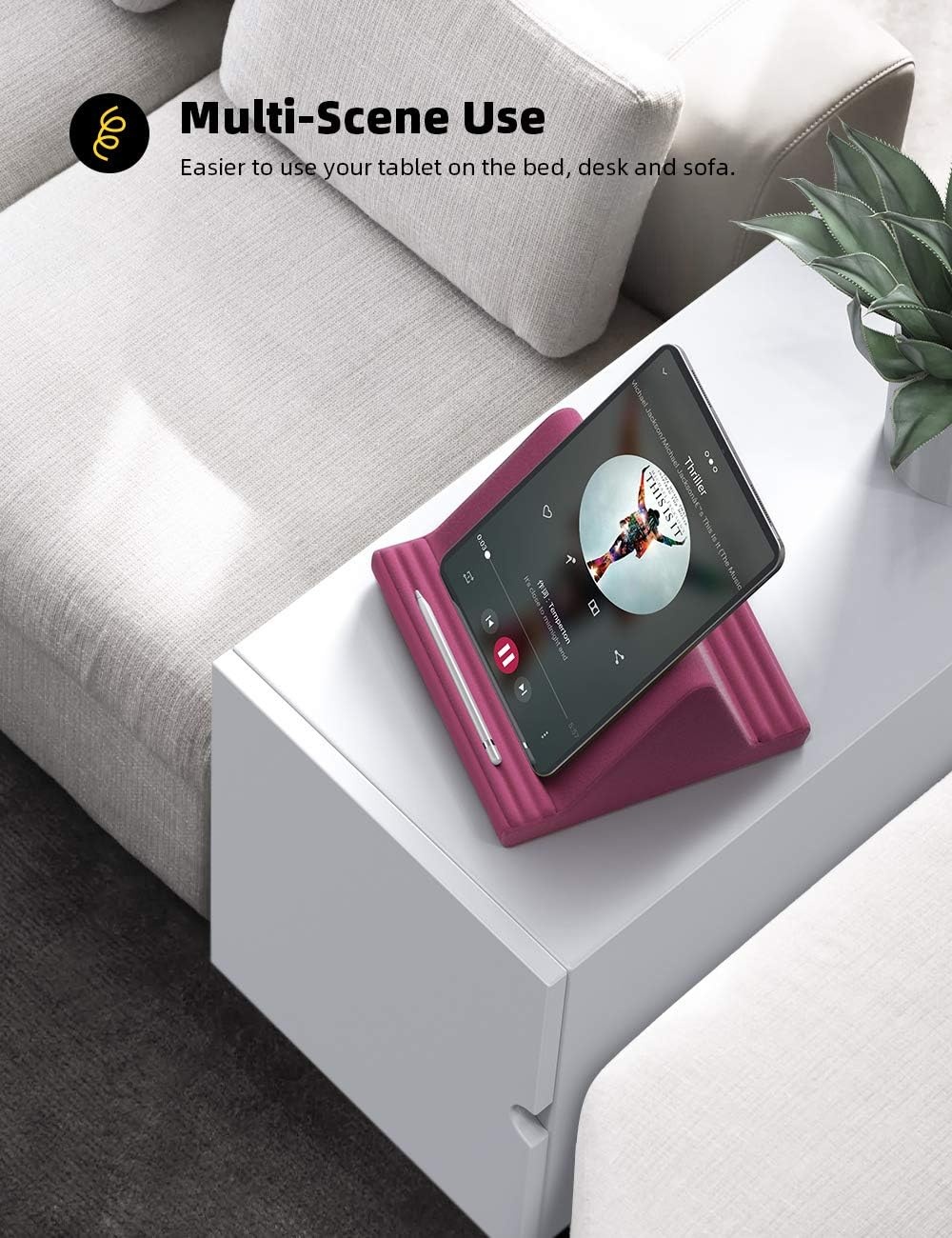 image:imageLamicall Tablet Pillow Stand iPad Bed Soft Holder for Lap 6 Viewing Angles Soft Relieve Neck Fatigue 6 Viewing Angles Sofa Tablet Dock for 413 iPad Pro Air Mini Kindle Galaxy Tab EReader GiftsPurplish Red
