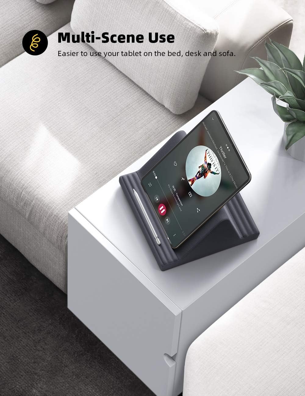 image:imageLamicall Tablet Pillow Stand iPad Bed Soft Holder for Lap 6 Viewing Angles Soft Relieve Neck Fatigue 6 Viewing Angles Sofa Tablet Dock for 413 iPad Pro Air Mini Kindle Galaxy Tab EReader GiftsGrey