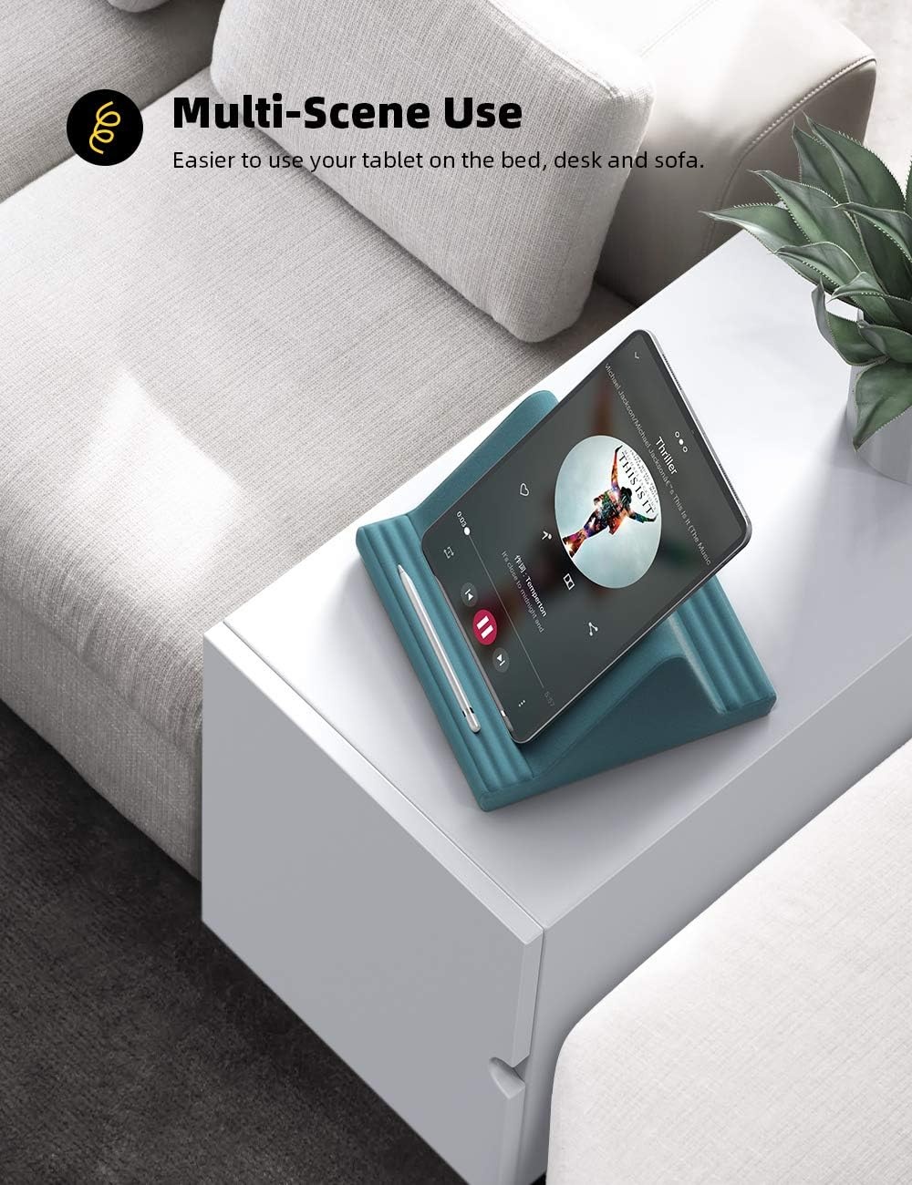 image:imageLamicall Tablet Pillow Stand iPad Bed Soft Holder for Lap 6 Viewing Angles Soft Relieve Neck Fatigue 6 Viewing Angles Sofa Tablet Dock for 413 iPad Pro Air Mini Kindle Galaxy Tab EReader GiftsBlackish Green
