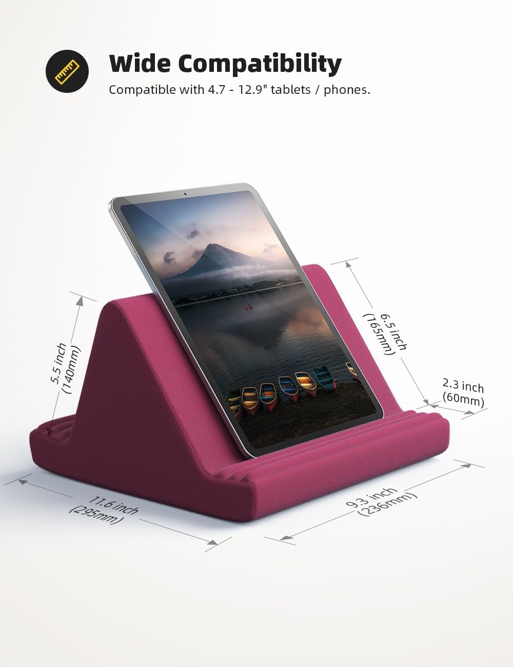 image:imageLamicall Tablet Pillow Stand iPad Bed Soft Holder for Lap 6 Viewing Angles Soft Relieve Neck Fatigue 6 Viewing Angles Sofa Tablet Dock for 413 iPad Pro Air Mini Kindle Galaxy Tab EReader GiftsPurplish Red