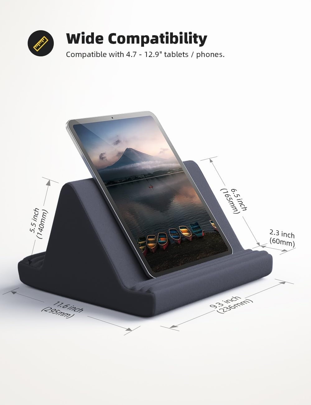image:imageLamicall Tablet Pillow Stand iPad Bed Soft Holder for Lap 6 Viewing Angles Soft Relieve Neck Fatigue 6 Viewing Angles Sofa Tablet Dock for 413 iPad Pro Air Mini Kindle Galaxy Tab EReader GiftsGrey