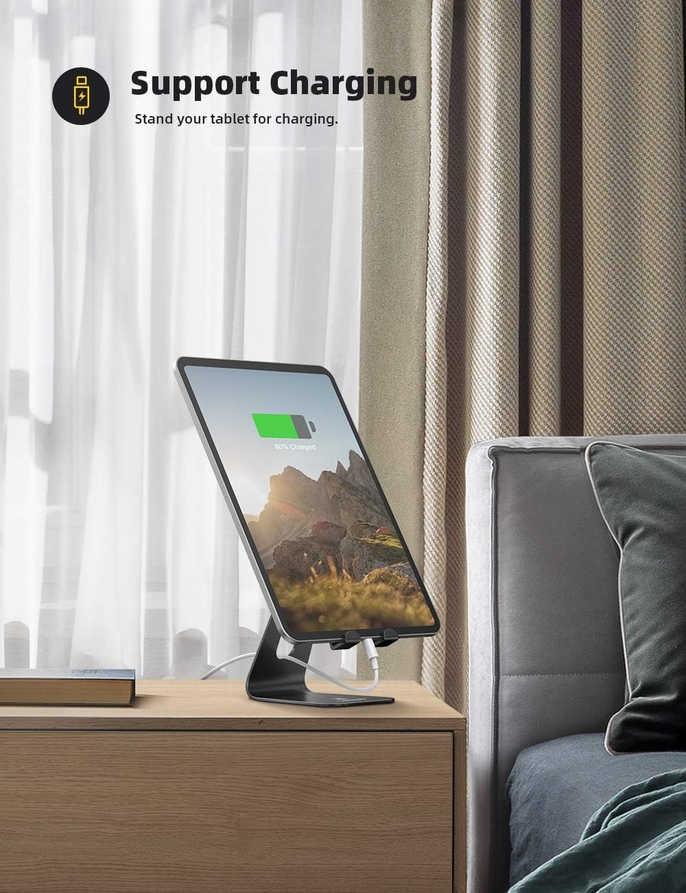 image:imageLamicall Tablet Stand Holder for Desk Adjustable Stand for 413 Tablets MultiAngle All Aluminum Adjustable Tablet Dock Gifts for iPad Pro Air Mini Kindle Fire Galaxy Tabs Phones AccessoriesBlack