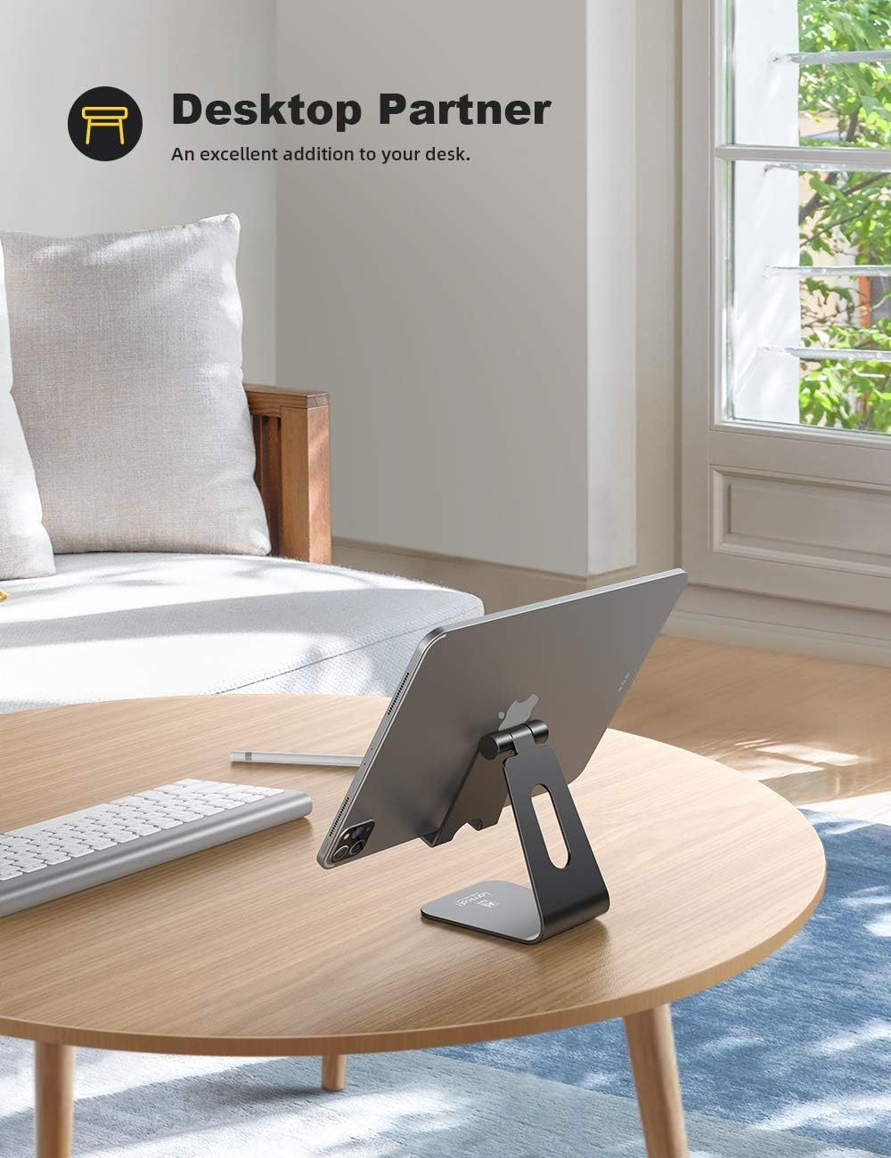 image:imageLamicall Tablet Stand Holder for Desk Adjustable Stand for 413 Tablets MultiAngle All Aluminum Adjustable Tablet Dock Gifts for iPad Pro Air Mini Kindle Fire Galaxy Tabs Phones AccessoriesBlack