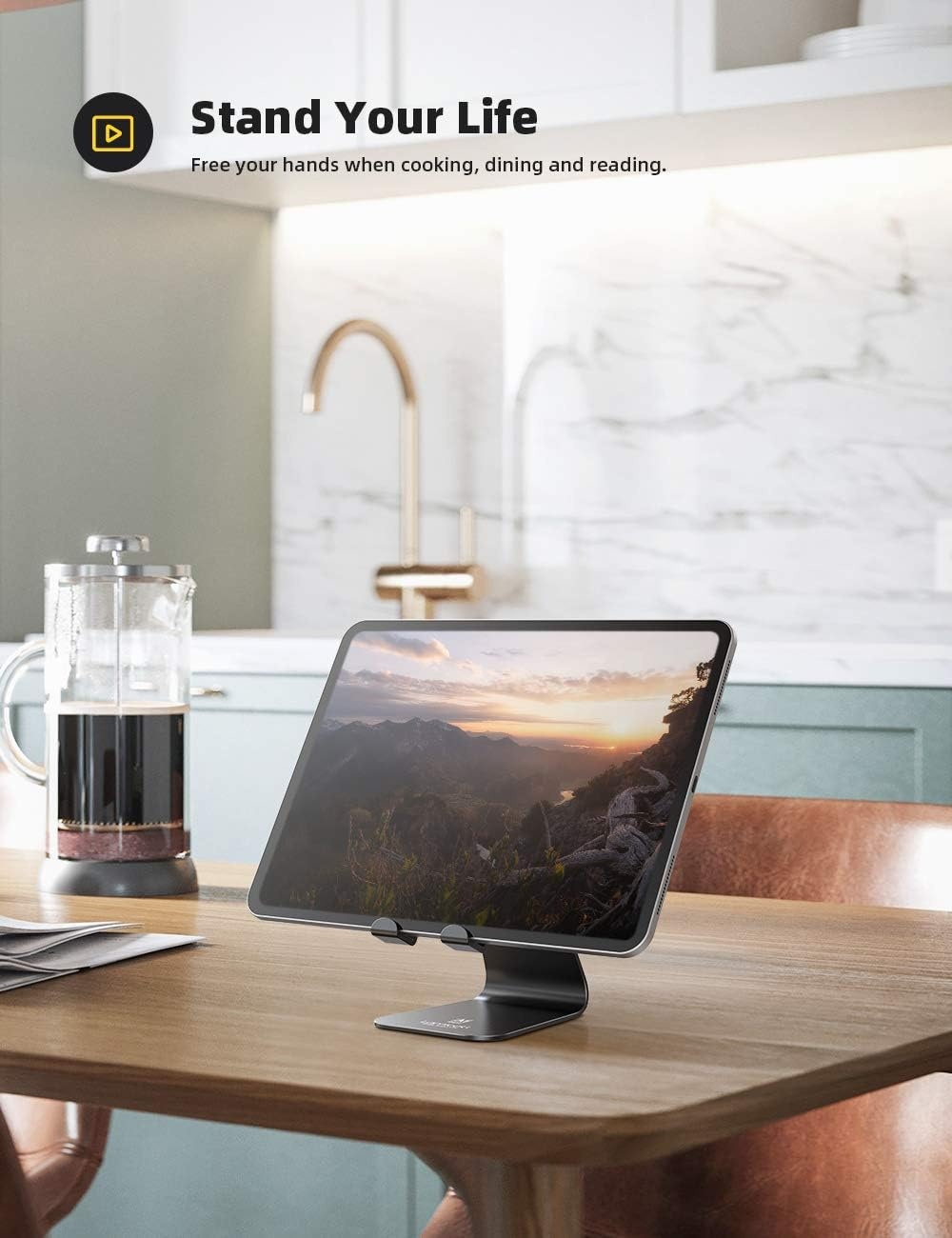 image:imageLamicall Tablet Stand Holder for Desk Adjustable Stand for 413 Tablets MultiAngle All Aluminum Adjustable Tablet Dock Gifts for iPad Pro Air Mini Kindle Fire Galaxy Tabs Phones AccessoriesBlack