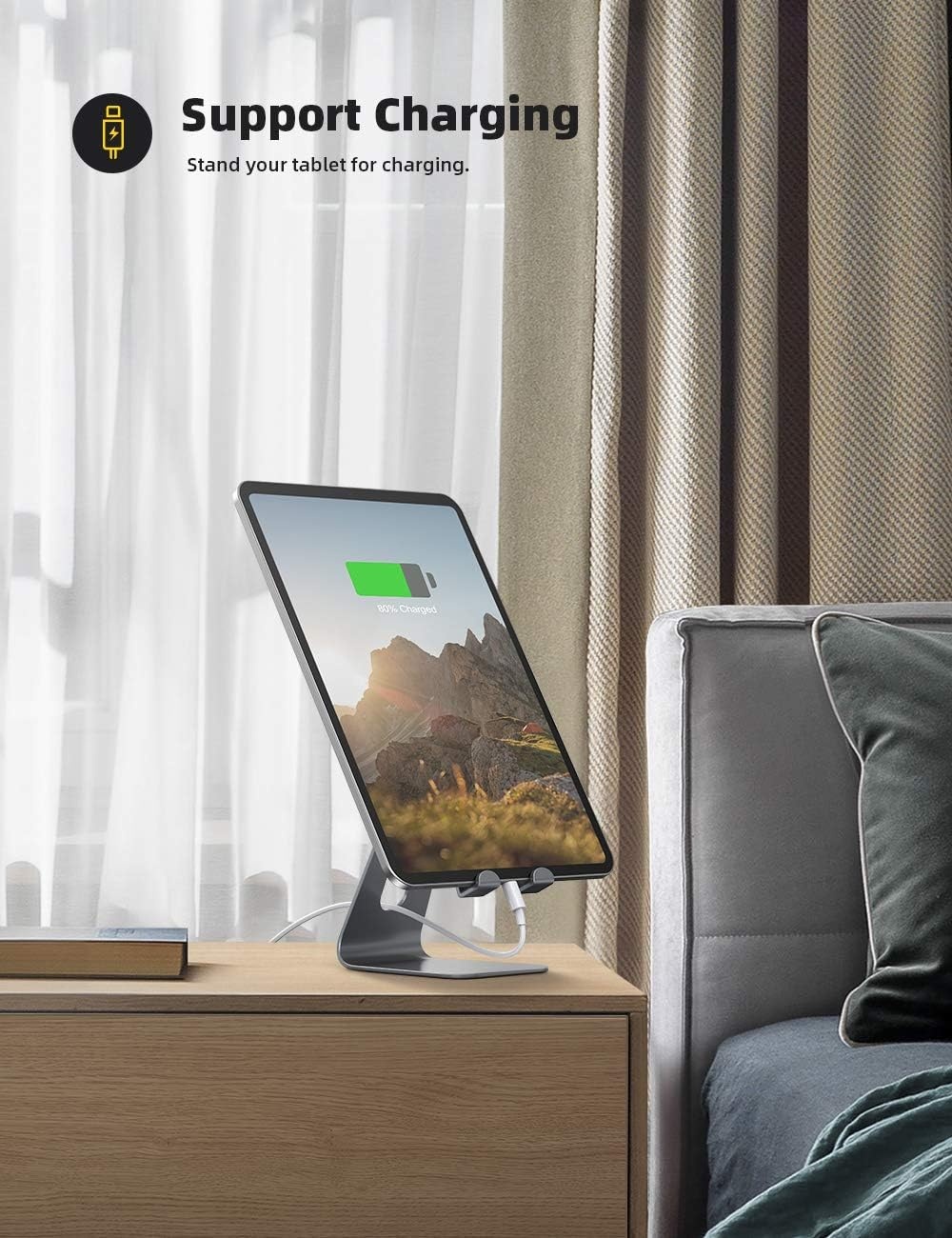 image:imageLamicall Tablet Stand Holder for Desk Adjustable Stand for 413 Tablets MultiAngle All Aluminum Adjustable Tablet Dock Gifts for iPad Pro Air Mini Kindle Fire Galaxy Tabs Phones AccessoriesGrey
