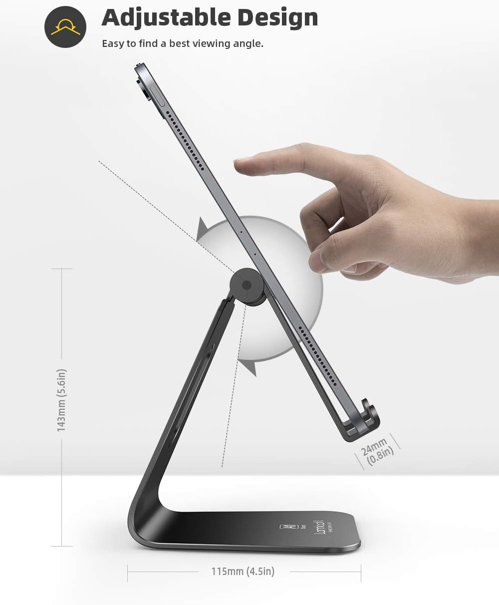 image:imageLamicall Tablet Stand Holder for Desk Adjustable Stand for 413 Tablets MultiAngle All Aluminum Adjustable Tablet Dock Gifts for iPad Pro Air Mini Kindle Fire Galaxy Tabs Phones AccessoriesBlack