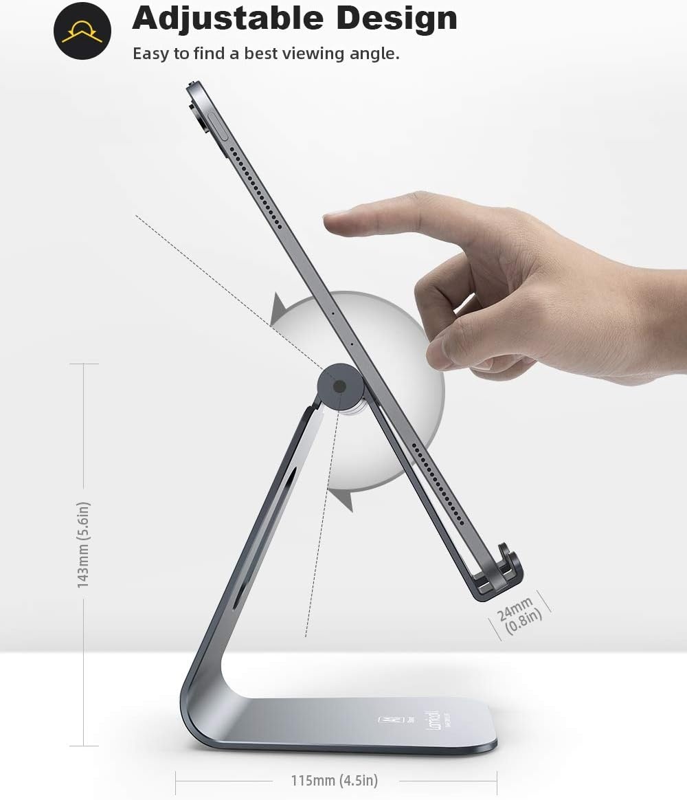 image:imageLamicall Tablet Stand Holder for Desk Adjustable Stand for 413 Tablets MultiAngle All Aluminum Adjustable Tablet Dock Gifts for iPad Pro Air Mini Kindle Fire Galaxy Tabs Phones AccessoriesGrey