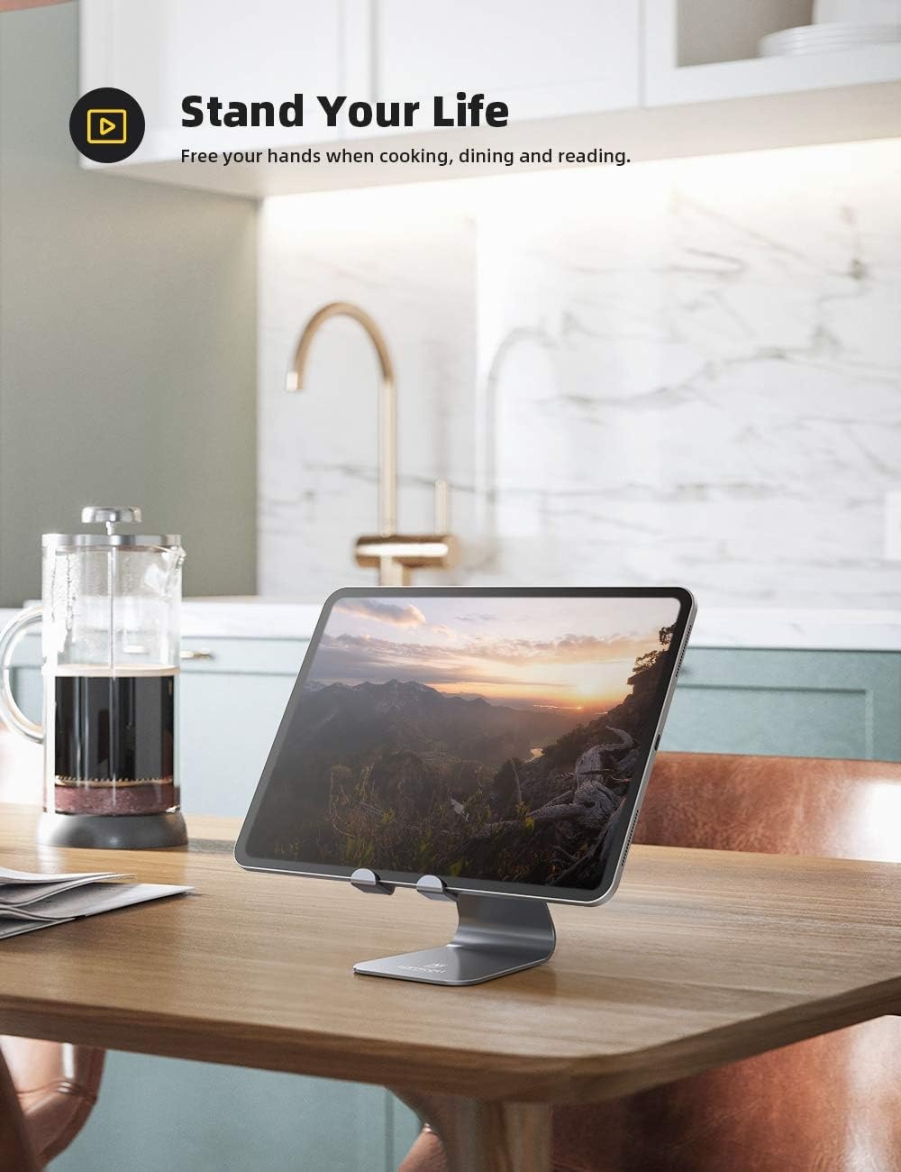 image:imageLamicall Tablet Stand Holder for Desk Adjustable Stand for 413 Tablets MultiAngle All Aluminum Adjustable Tablet Dock Gifts for iPad Pro Air Mini Kindle Fire Galaxy Tabs Phones AccessoriesGrey
