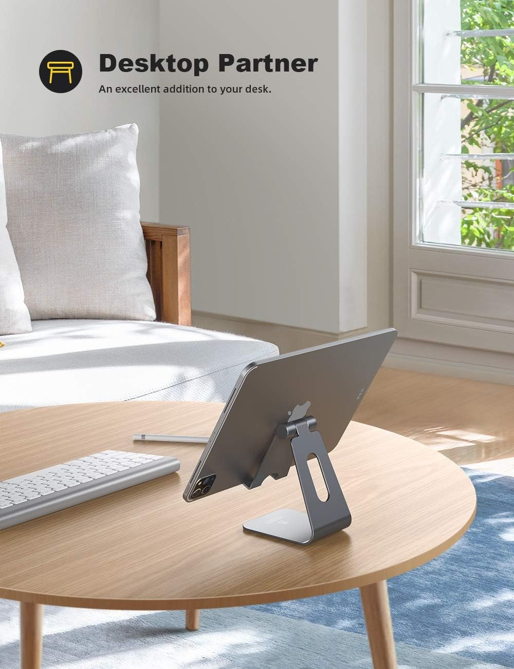 image:imageLamicall Tablet Stand Holder for Desk Adjustable Stand for 413 Tablets MultiAngle All Aluminum Adjustable Tablet Dock Gifts for iPad Pro Air Mini Kindle Fire Galaxy Tabs Phones AccessoriesGrey