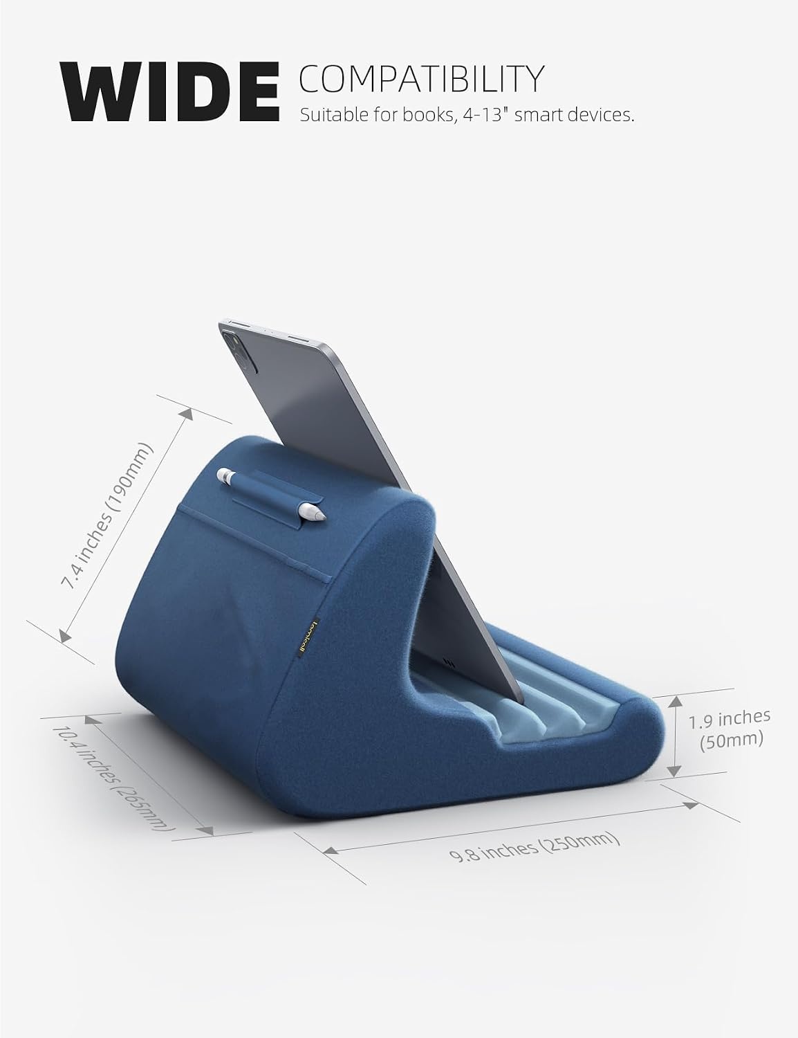 image:imageLamicall Tablet Stand Pillow Holder Tablet Pillow Soft Pad for Bed Tablet Lap Stand with Stylus Mount amp Pocket for iPad Pro 129 Air Mini Kindle Galaxy Tab and 413 Devices GrayRoyal Blue