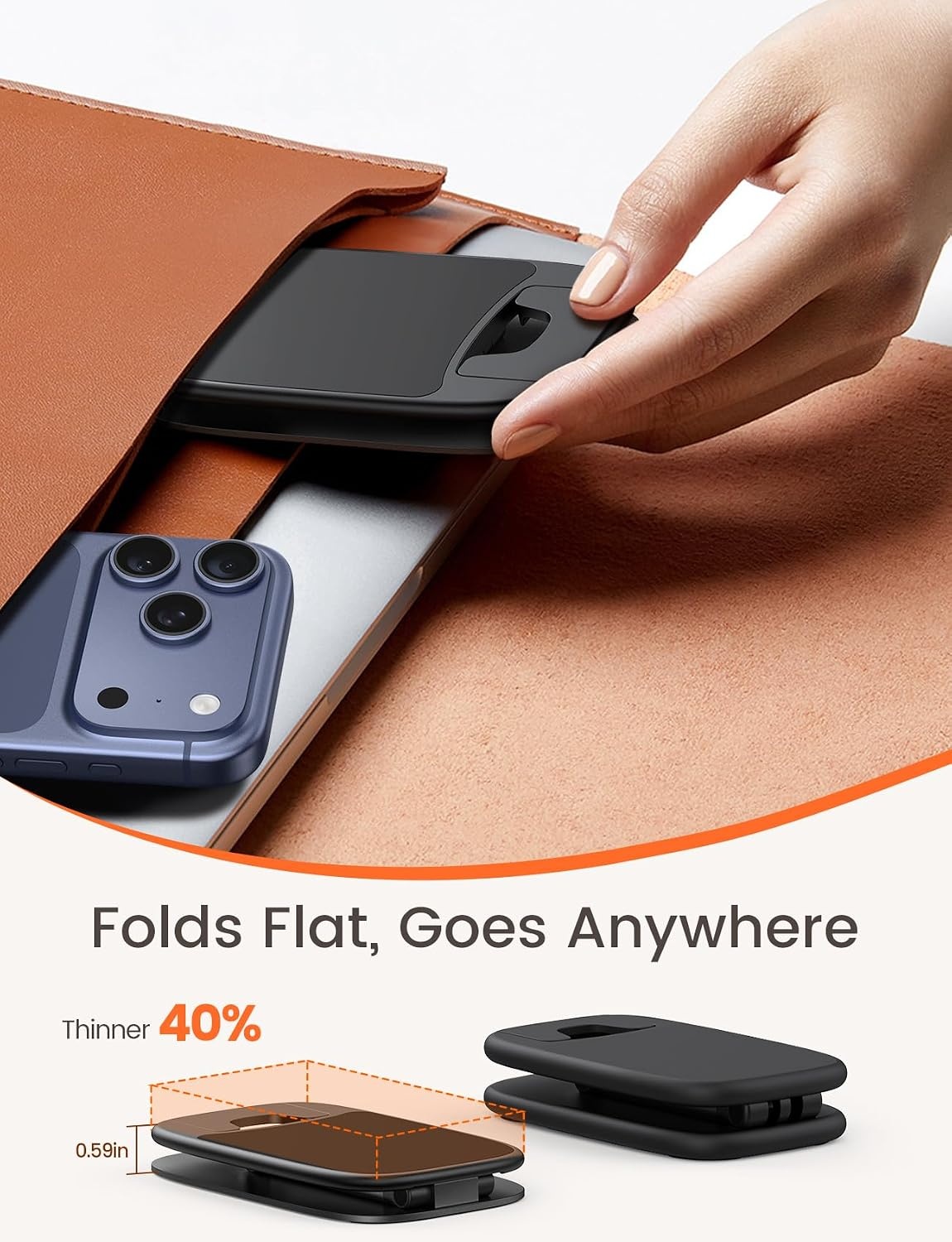 image:imageLamicall UltraThin Phone Holder for Desk Purple Office Desk Accessories Dark Purple Desk Office Supplies Decor Desktop Cellphone Stand Office Must Have for iPhone 17 16 Pro Max Gifts for WomenABlack