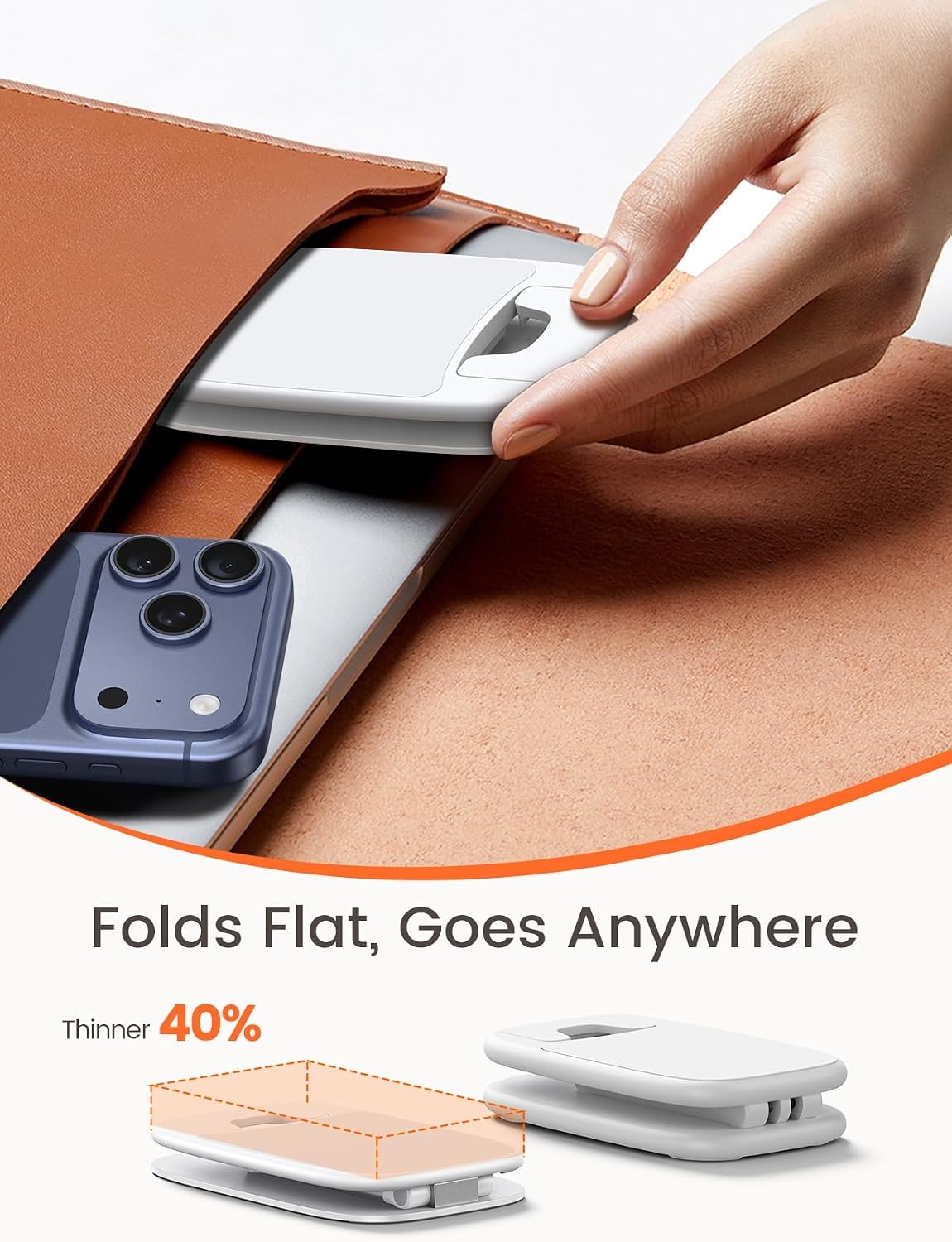 image:imageLamicall UltraThin Phone Holder for Desk Purple Office Desk Accessories Dark Purple Desk Office Supplies Decor Desktop Cellphone Stand Office Must Have for iPhone 17 16 Pro Max Gifts for WomenBWhite